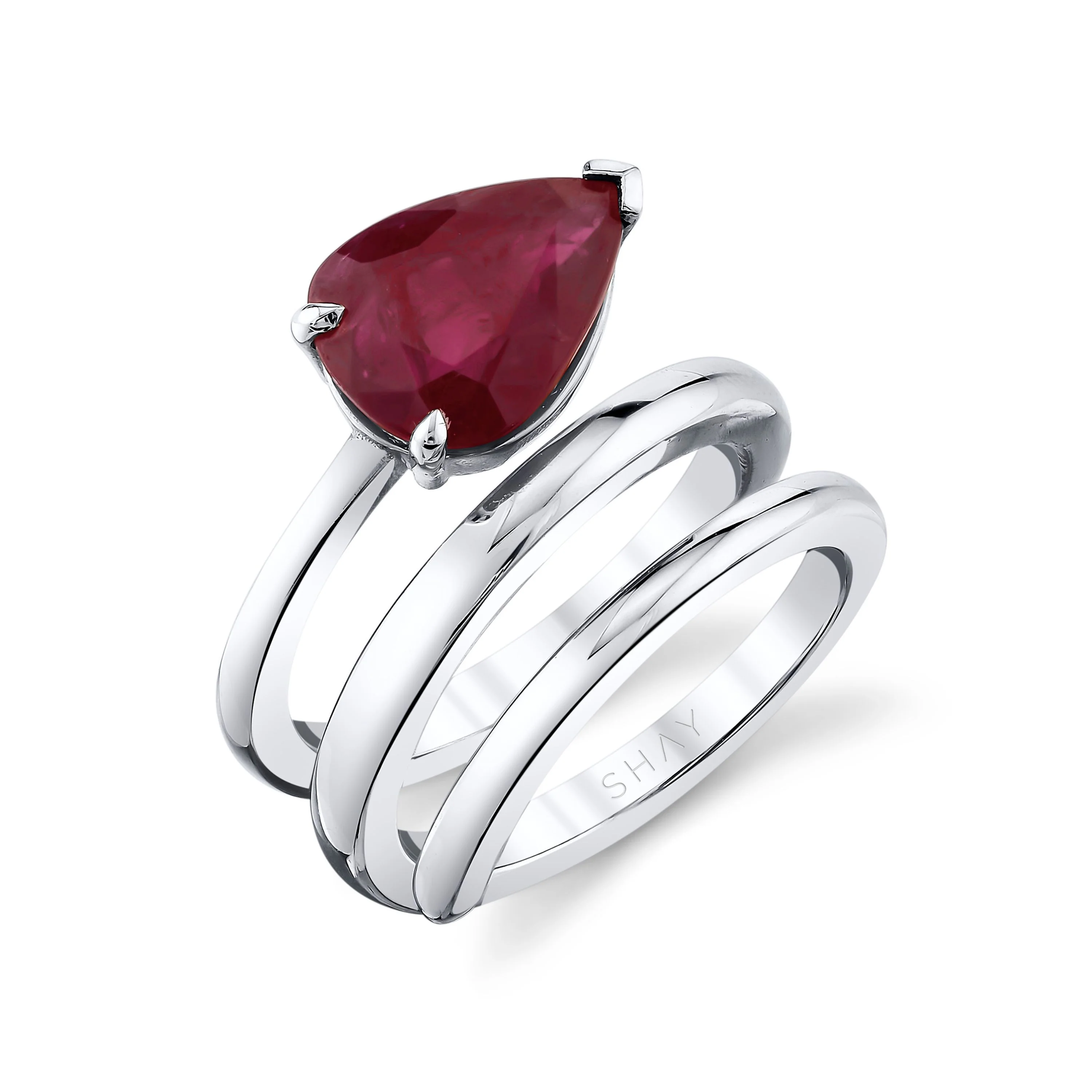 RUBY PEAR SPIRAL PINKY RING - Image 3