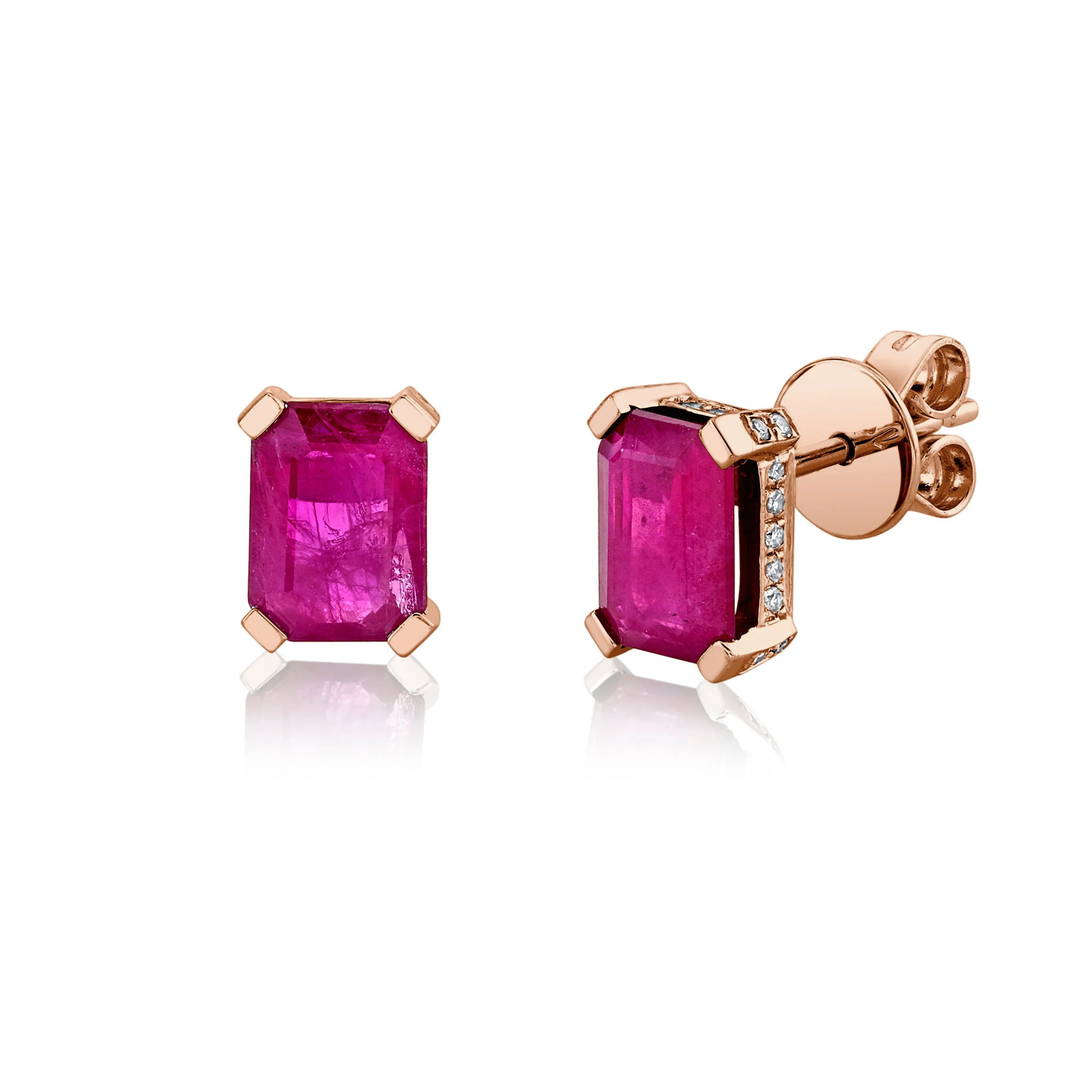 RUBY RECTANGLE HALO STUDS - Image 2