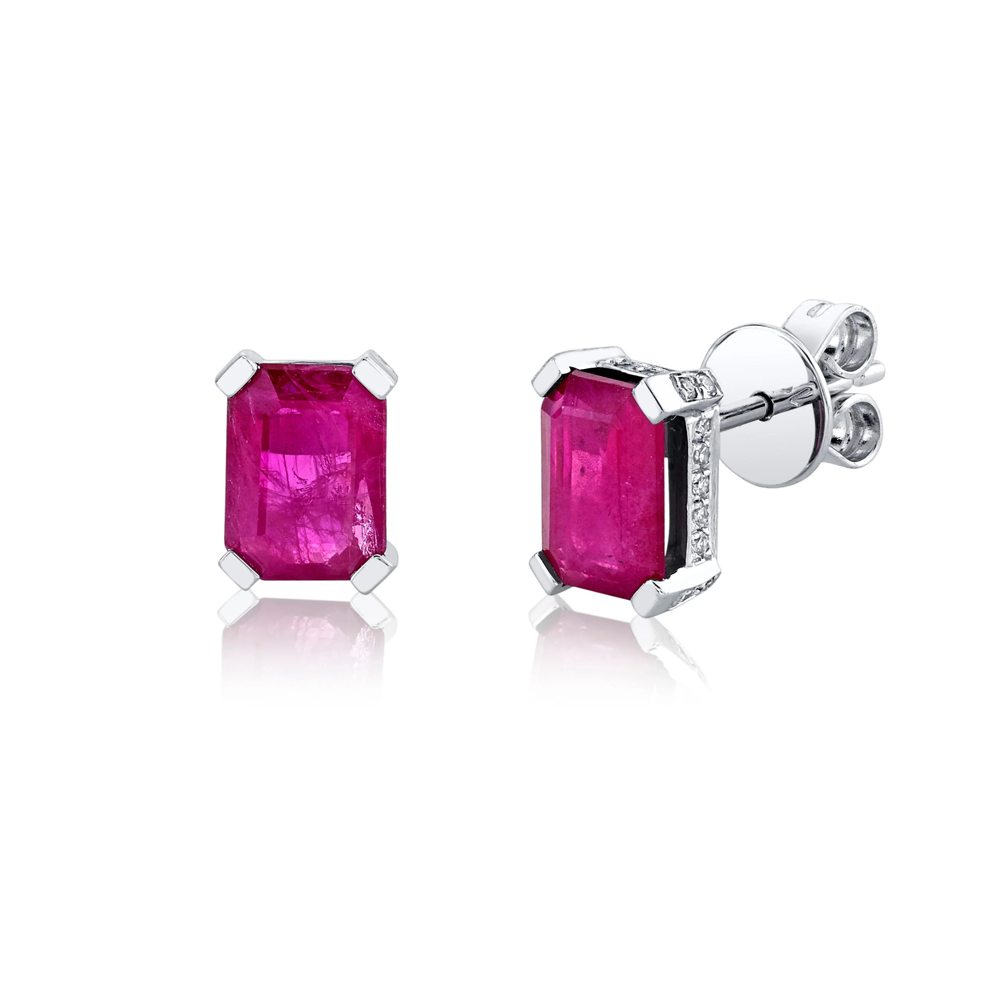 RUBY RECTANGLE HALO STUDS - Image 3