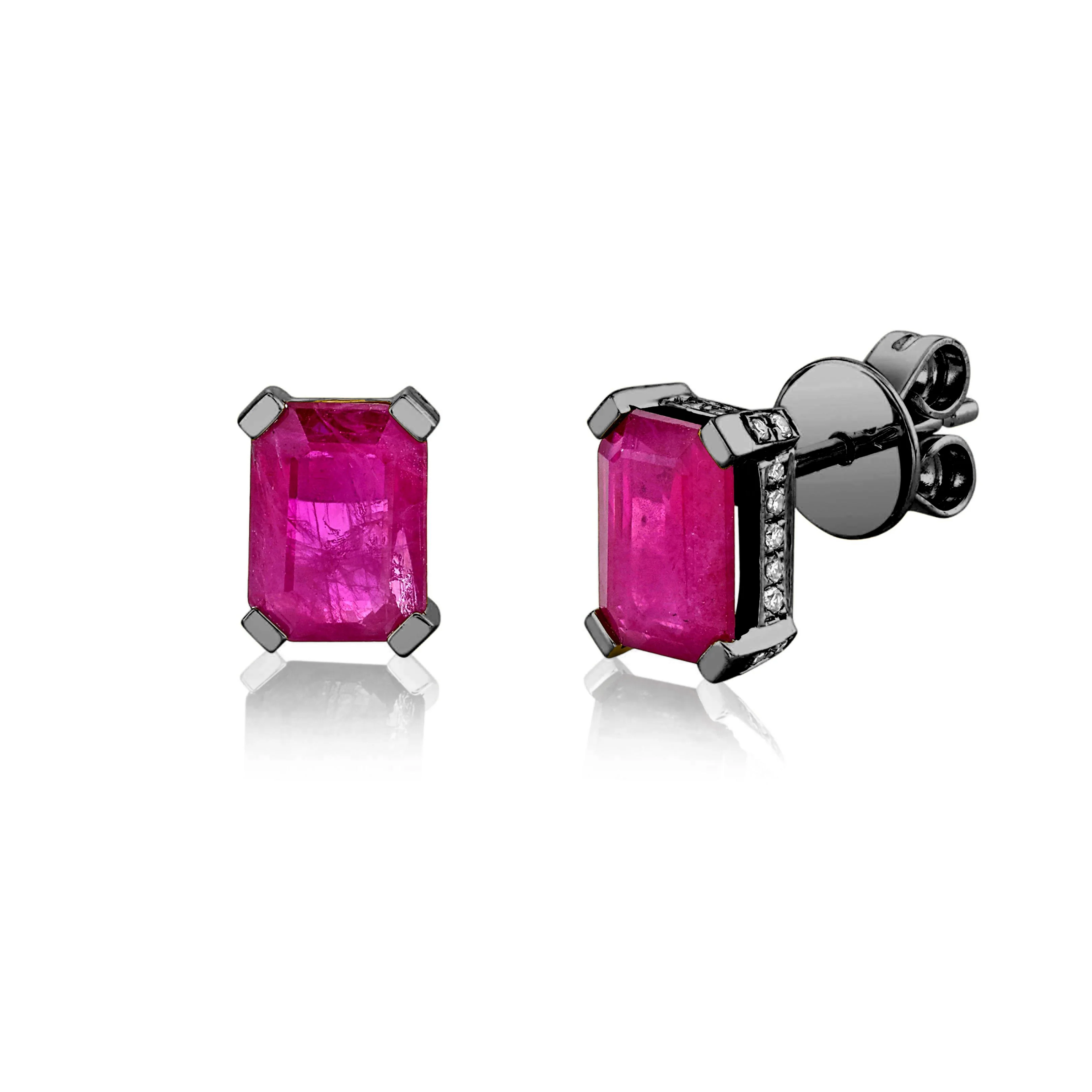 RUBY RECTANGLE HALO STUDS - Image 4