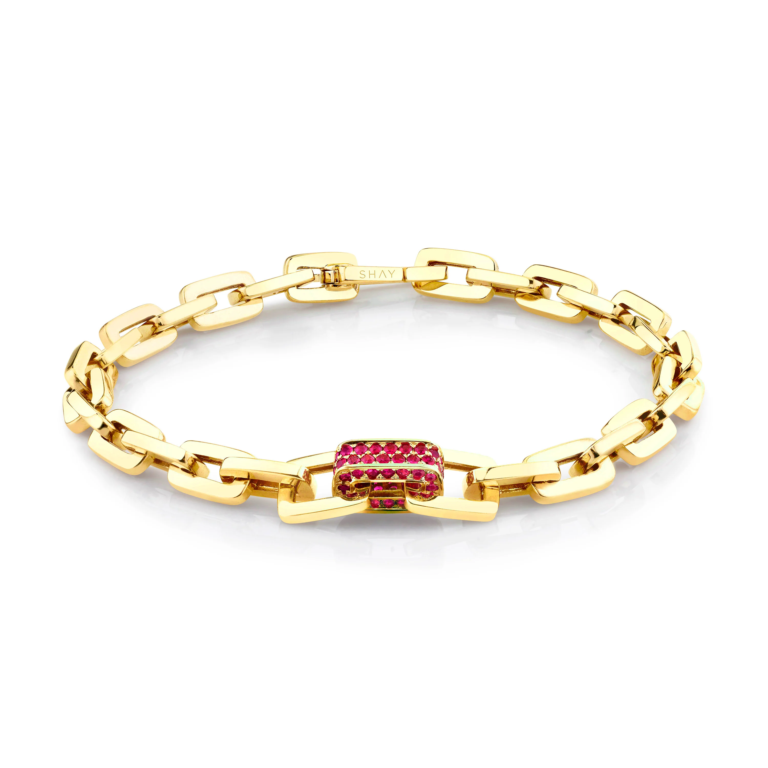 MEN'S RUBY SINGLE DECO LINK BRACELET - Image 5