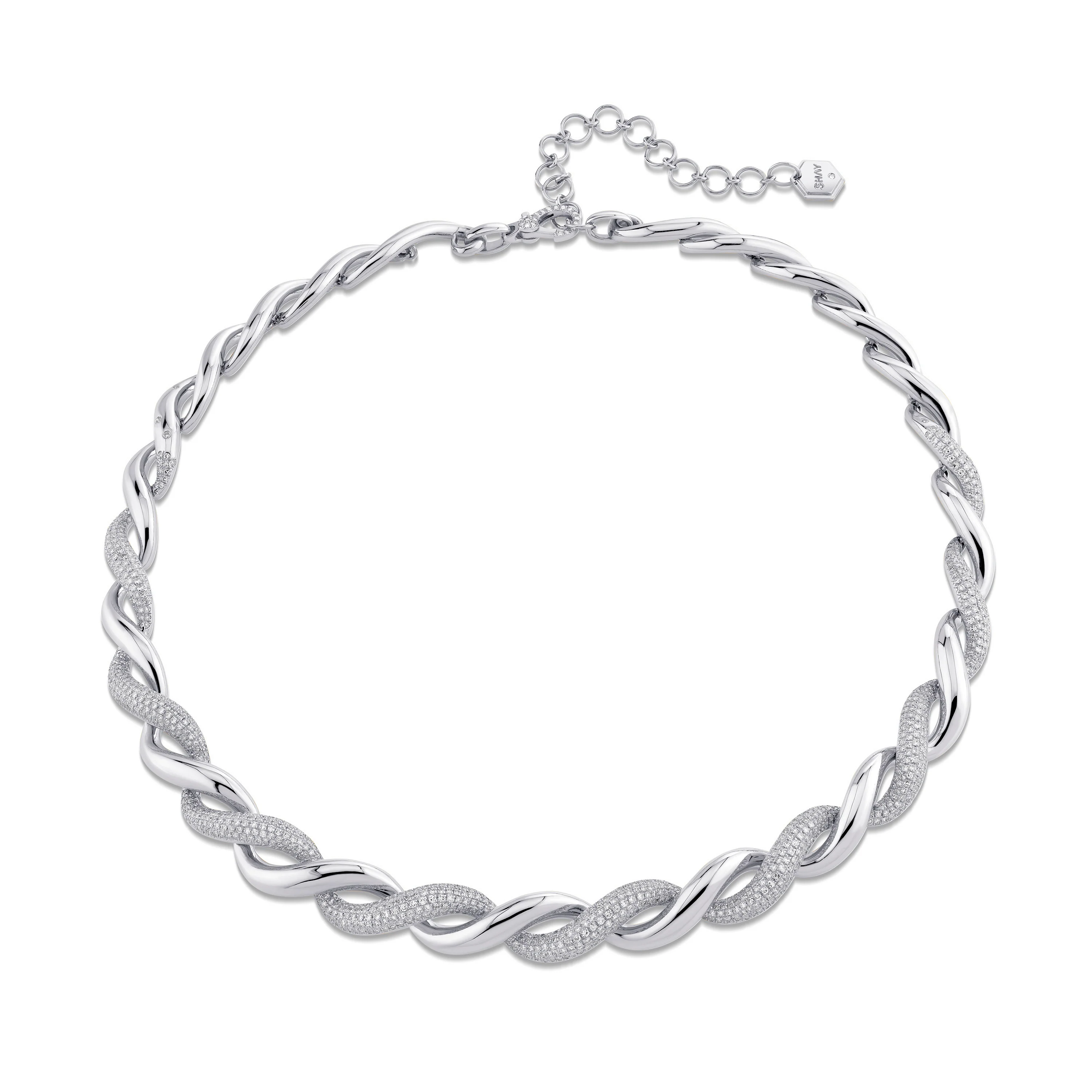 DIAMOND SCULPTED WAVE NECKLACE - Image 3