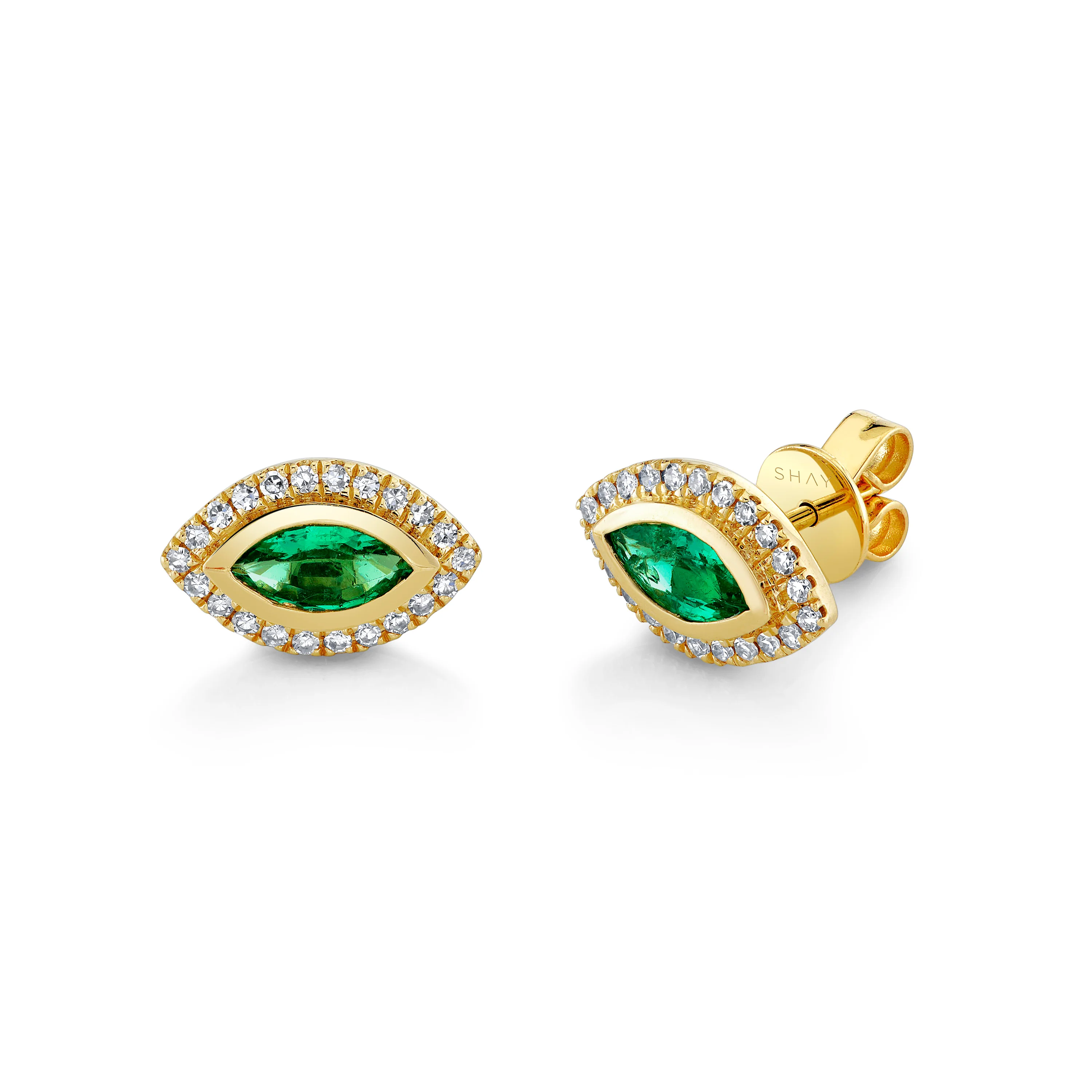 EMERALD MARQUISE HALO STUDS - Image 3