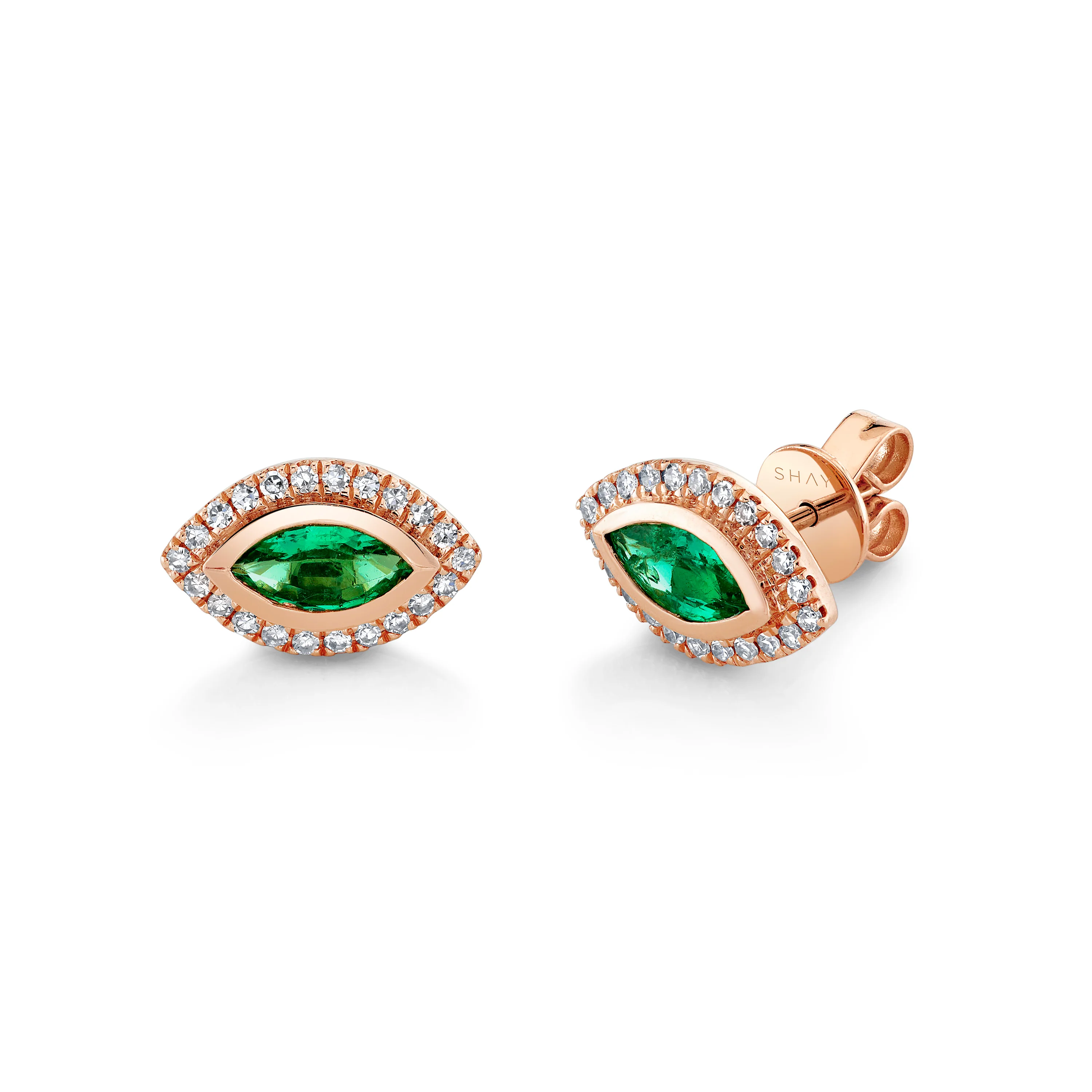 EMERALD MARQUISE HALO STUDS - Image 4