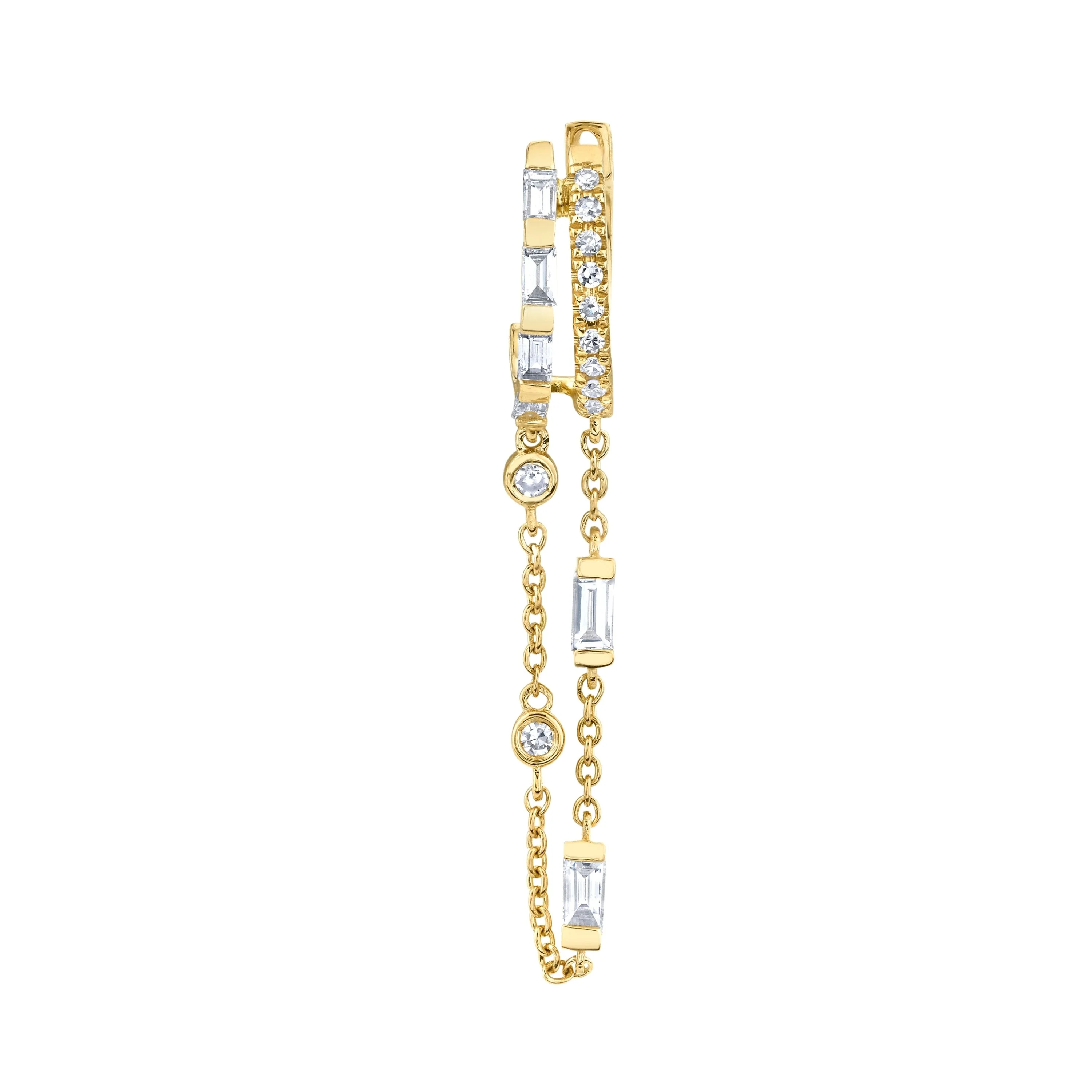 SINGLE DIAMOND DOUBLE FRINGE HUGGIE