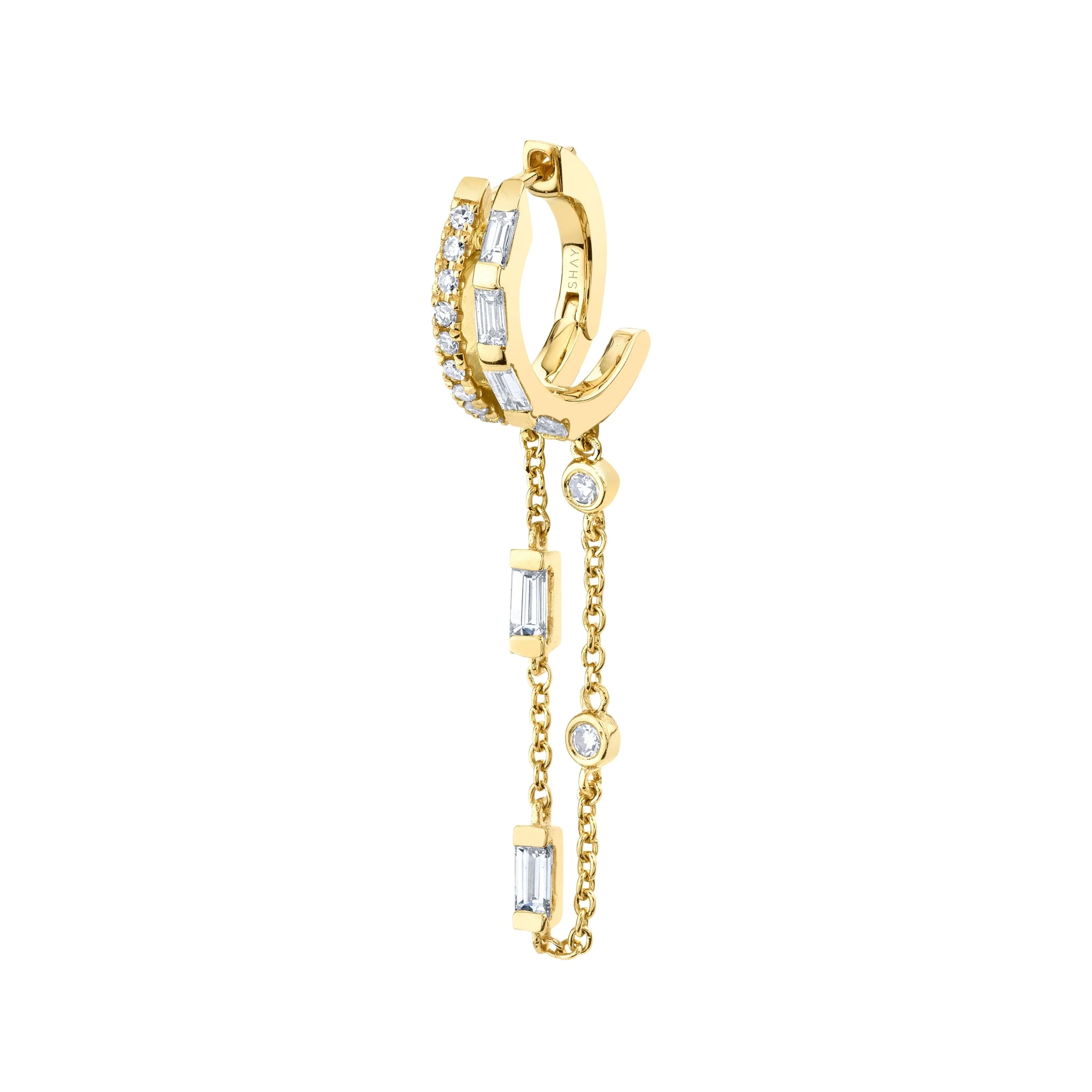 SINGLE DIAMOND DOUBLE FRINGE HUGGIE - Image 3