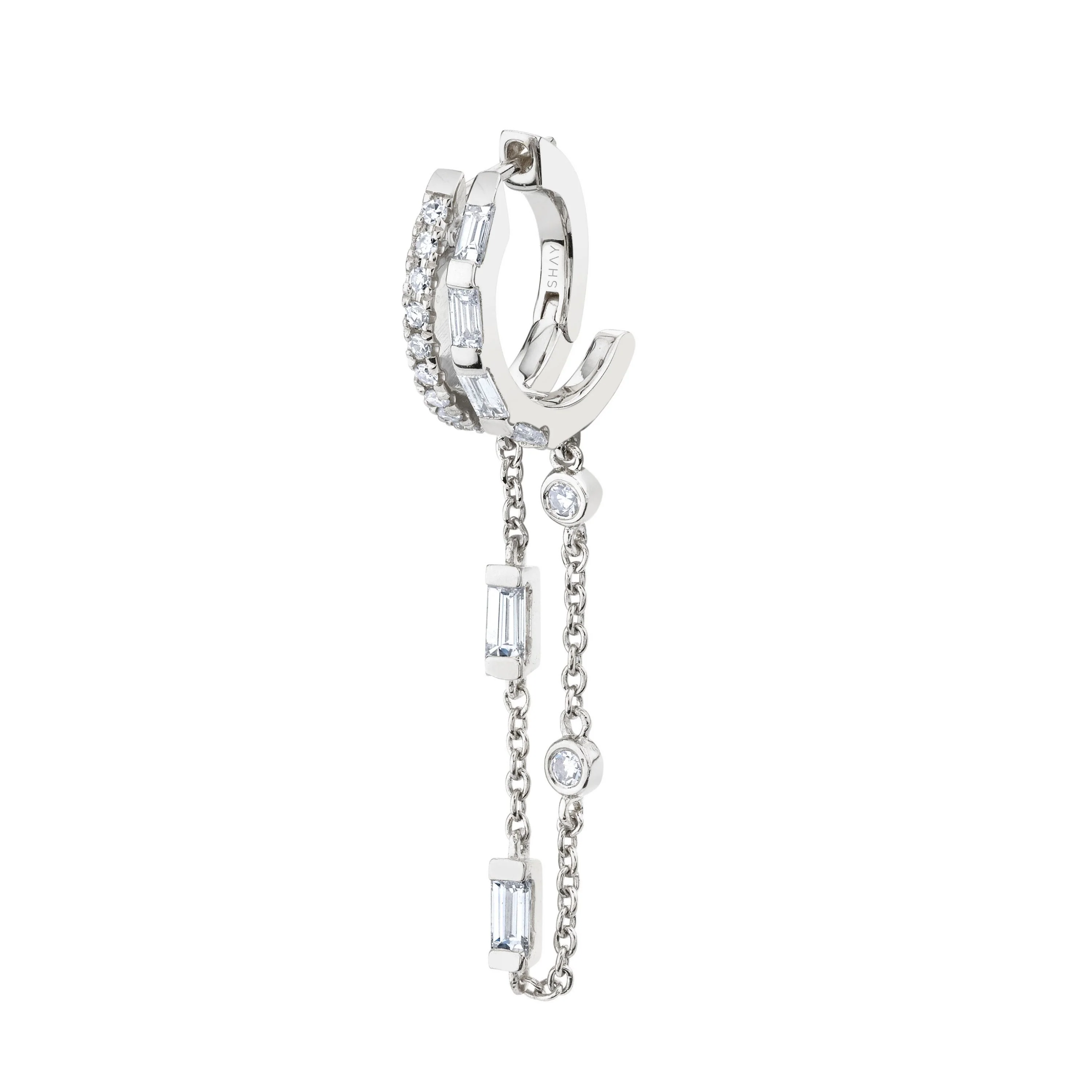 SINGLE DIAMOND DOUBLE FRINGE HUGGIE - Image 7