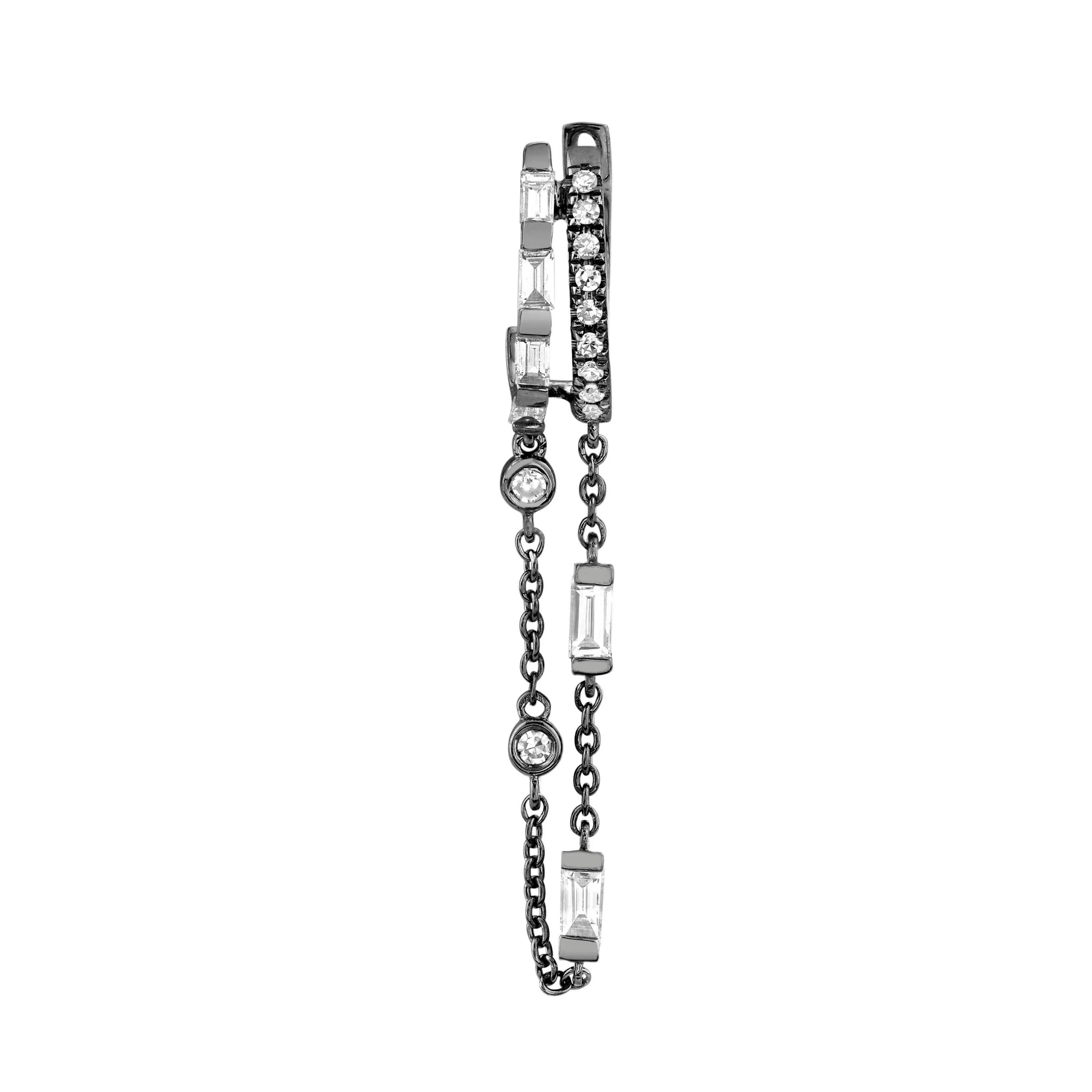 SINGLE DIAMOND DOUBLE FRINGE HUGGIE - Image 8