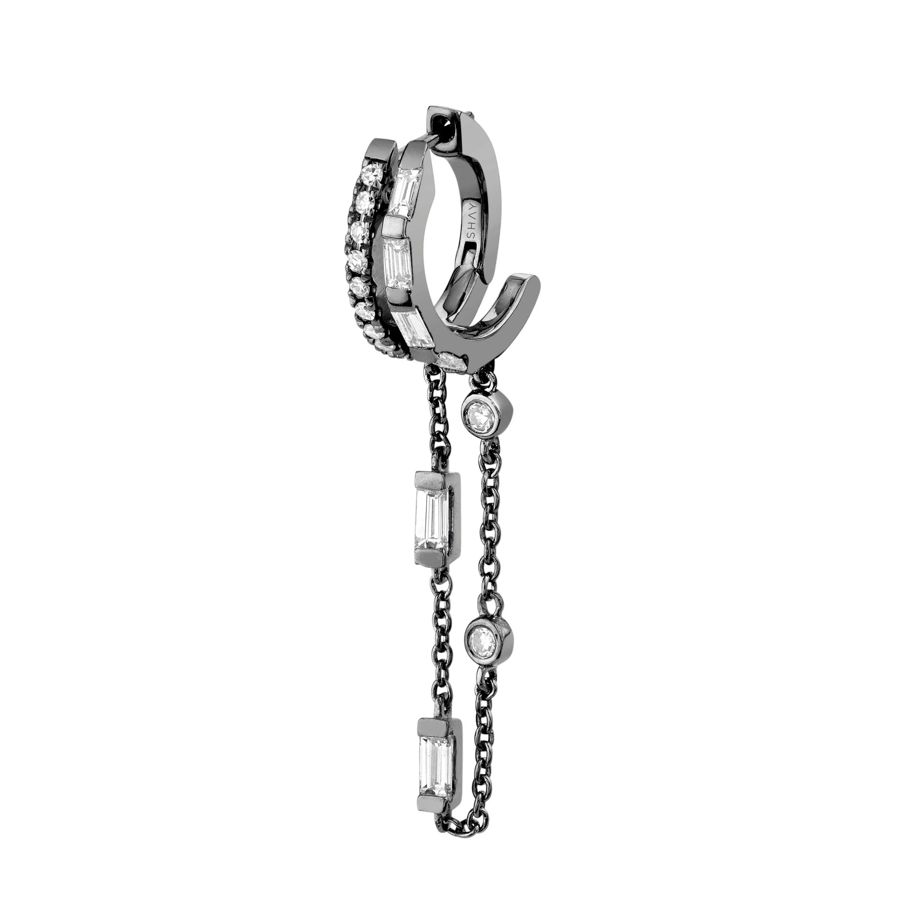 SINGLE DIAMOND DOUBLE FRINGE HUGGIE - Image 9