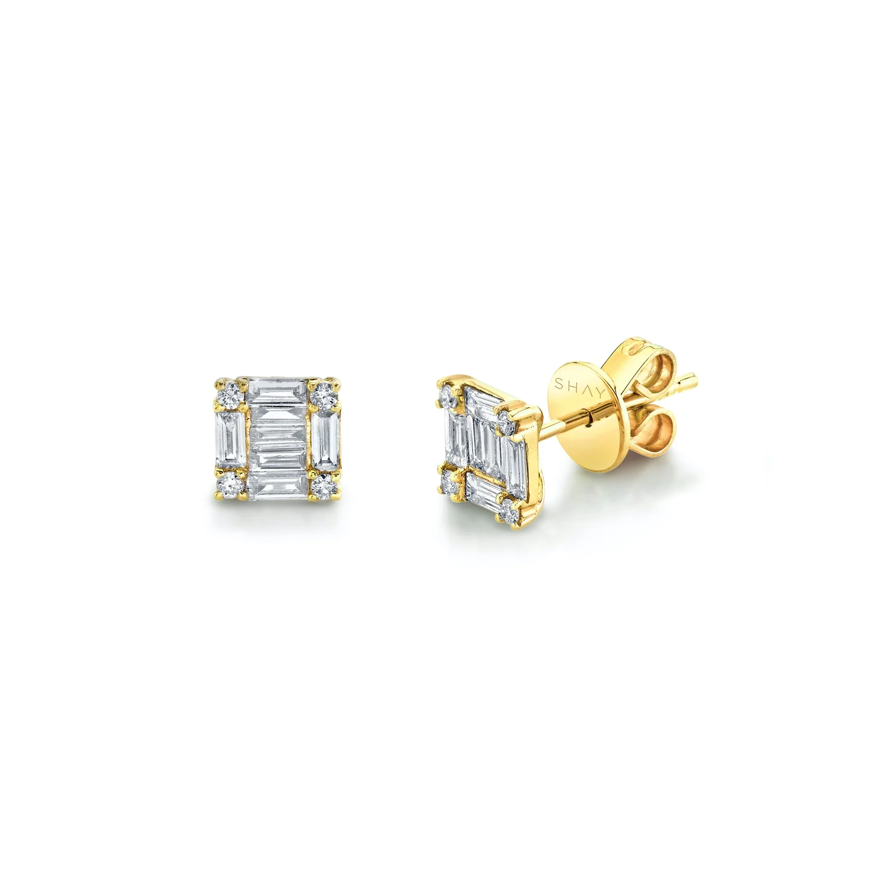 SINGLE DIAMOND SQUARE STACKED STUD - Image 3