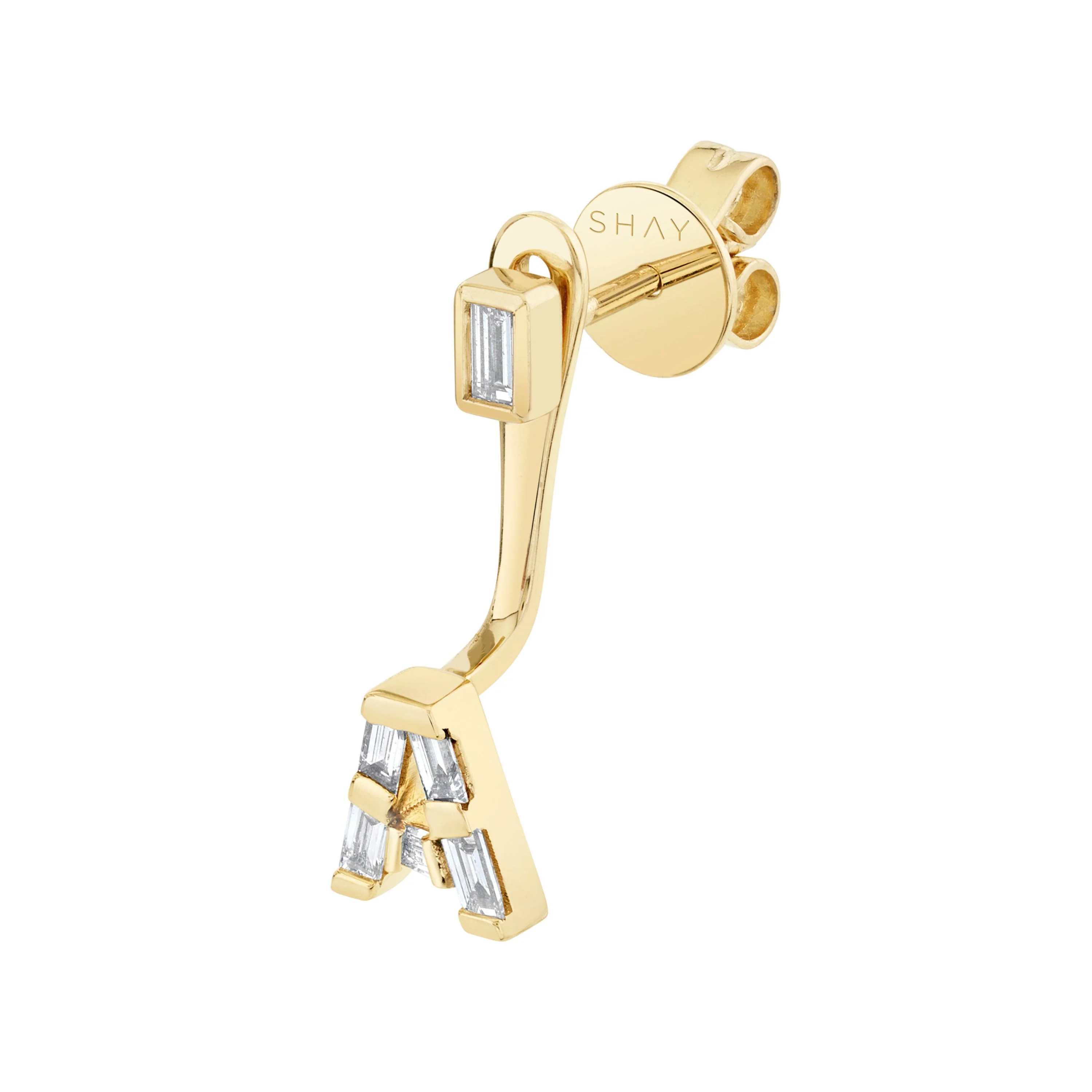 DIAMOND BAGUETTE SINGLE INITIAL EAR JACKET - Image 3