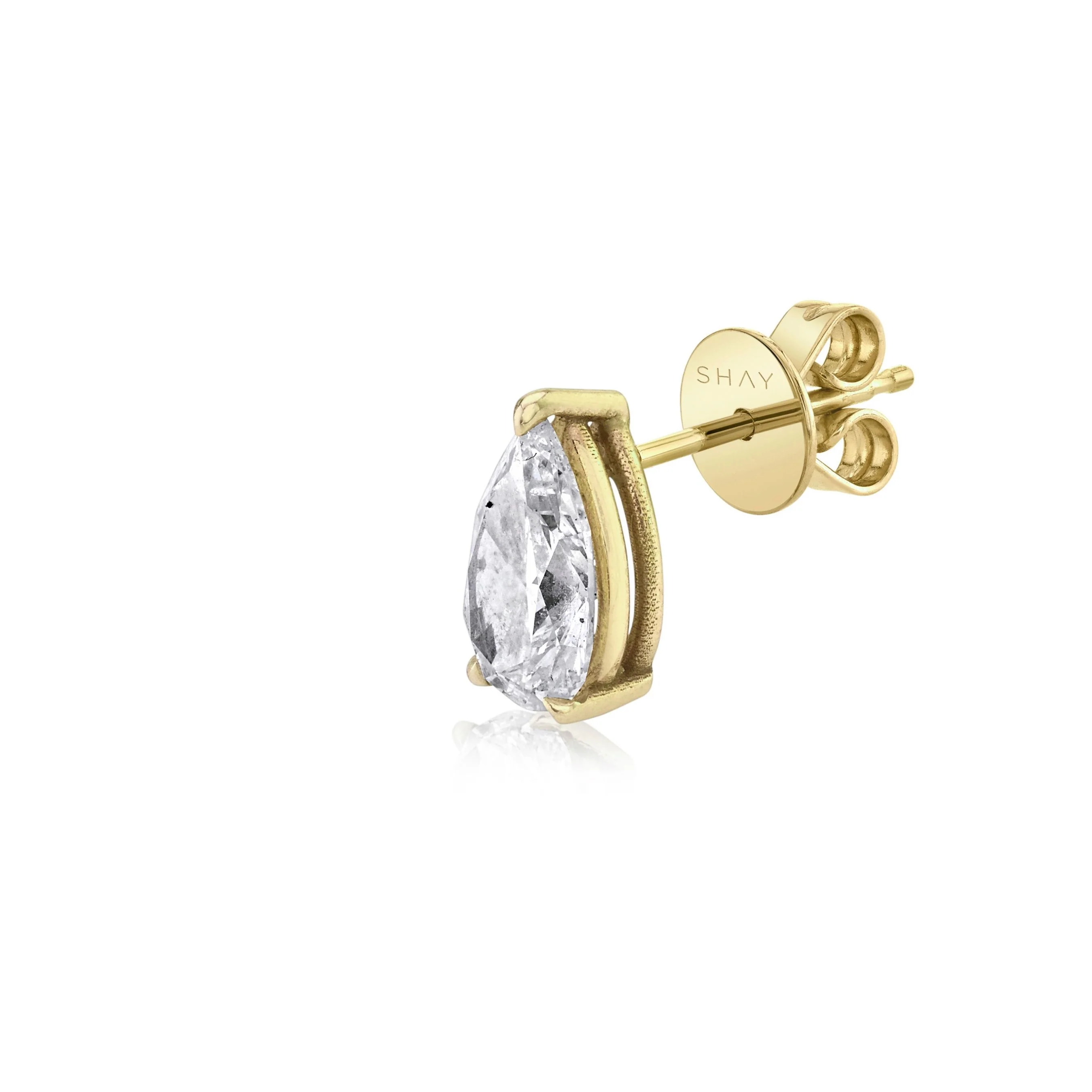 SINGLE  LARGE DIAMOND PEAR SOLITAIRE STUD - Image 2