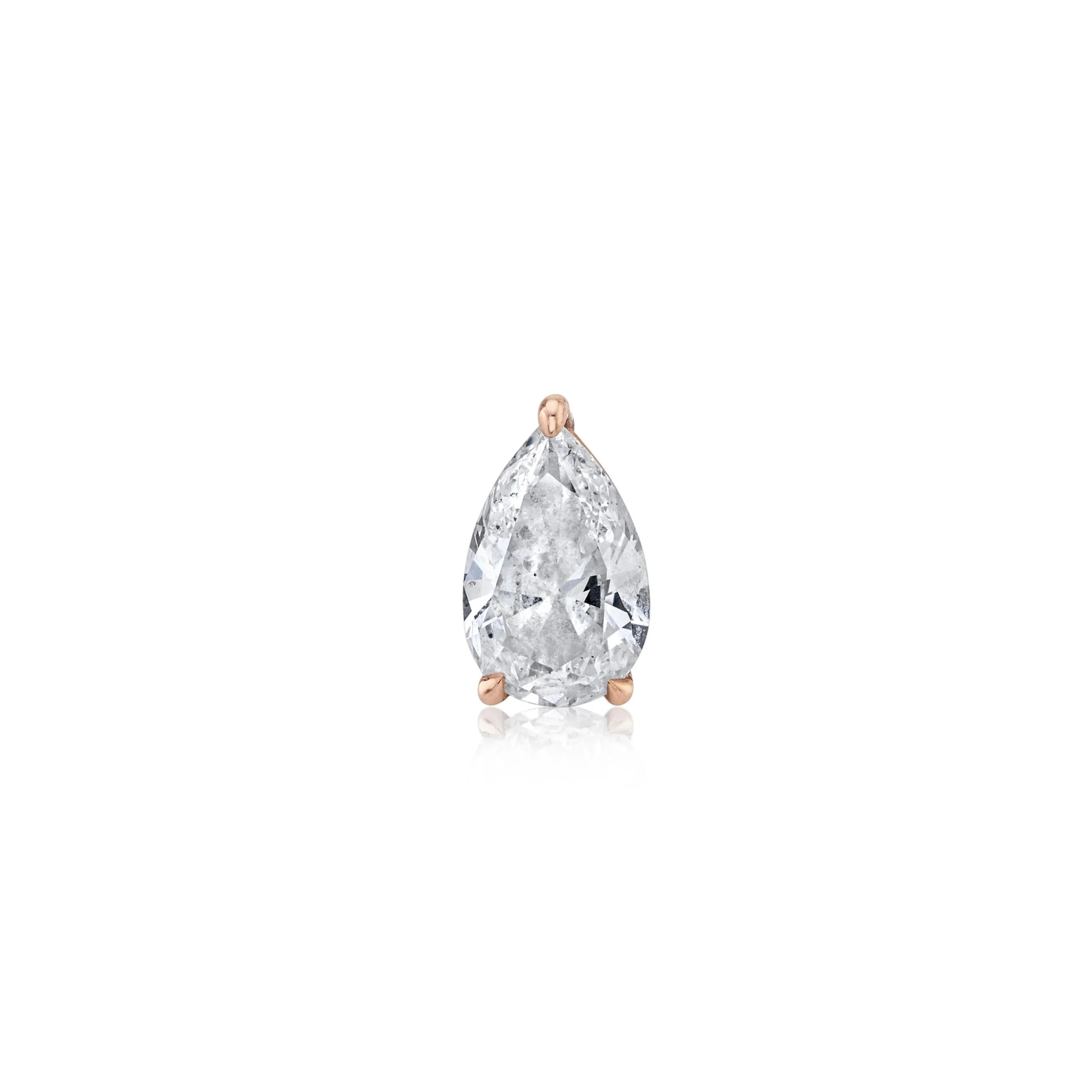 SINGLE  LARGE DIAMOND PEAR SOLITAIRE STUD - Image 3
