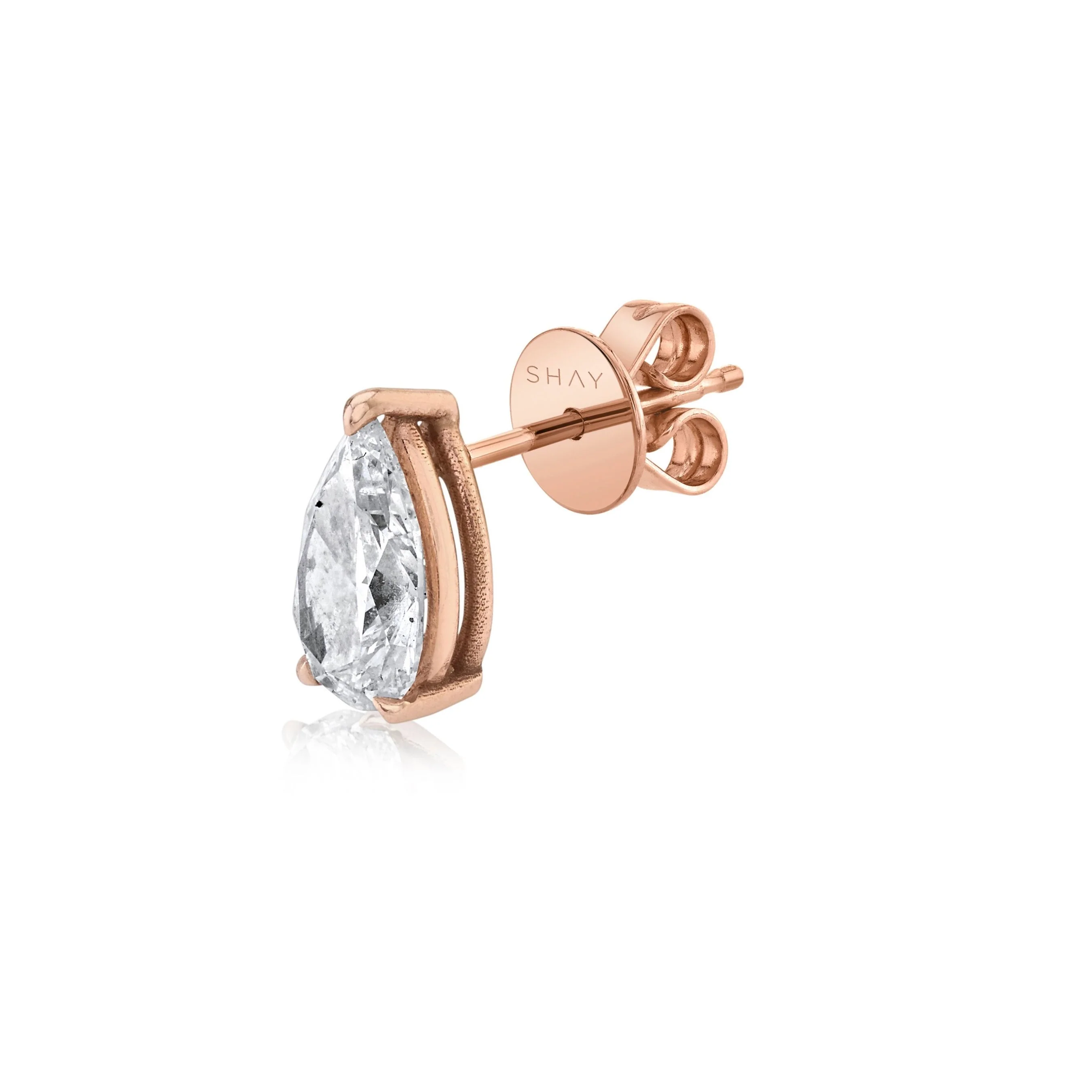 SINGLE  LARGE DIAMOND PEAR SOLITAIRE STUD - Image 4