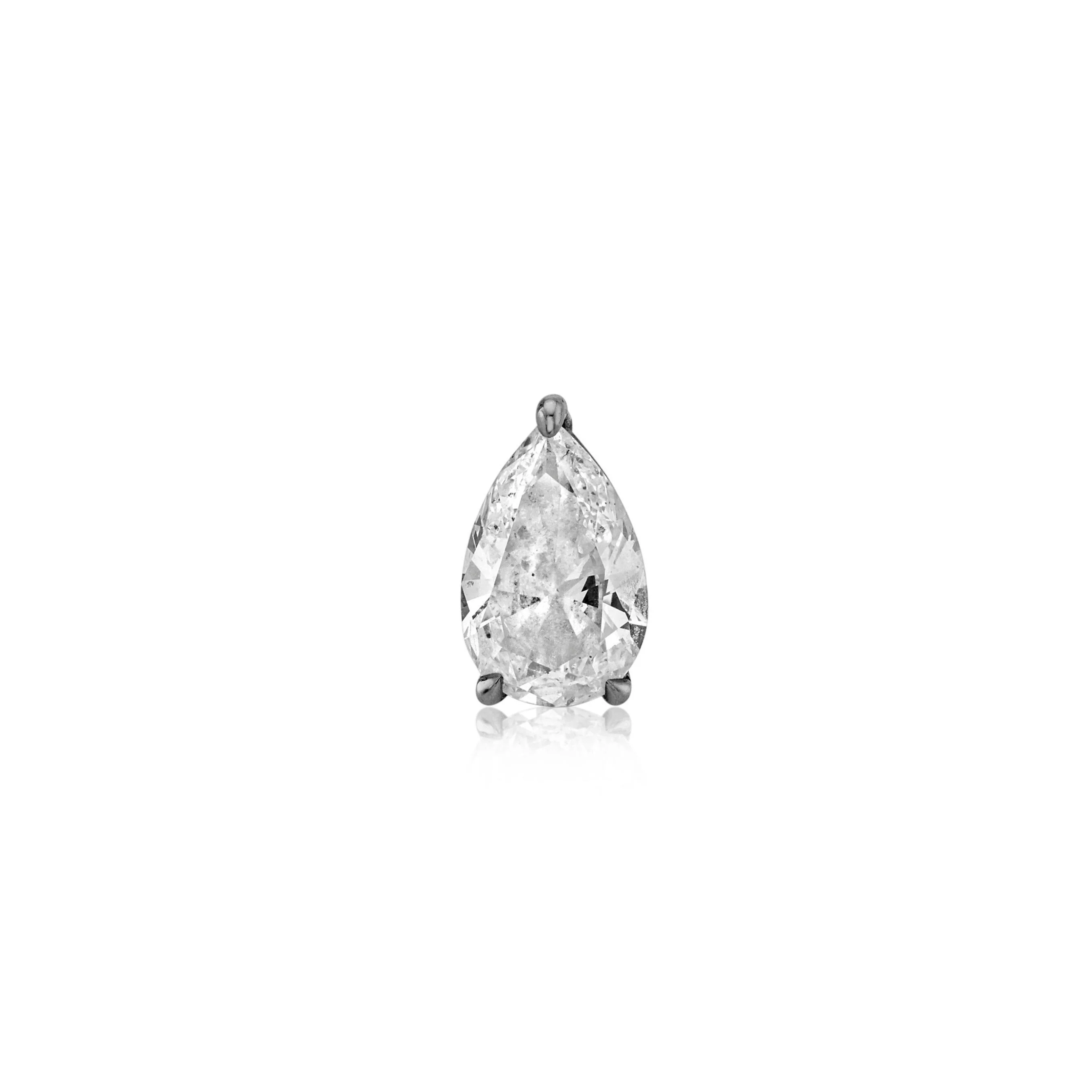 SINGLE  LARGE DIAMOND PEAR SOLITAIRE STUD - Image 7