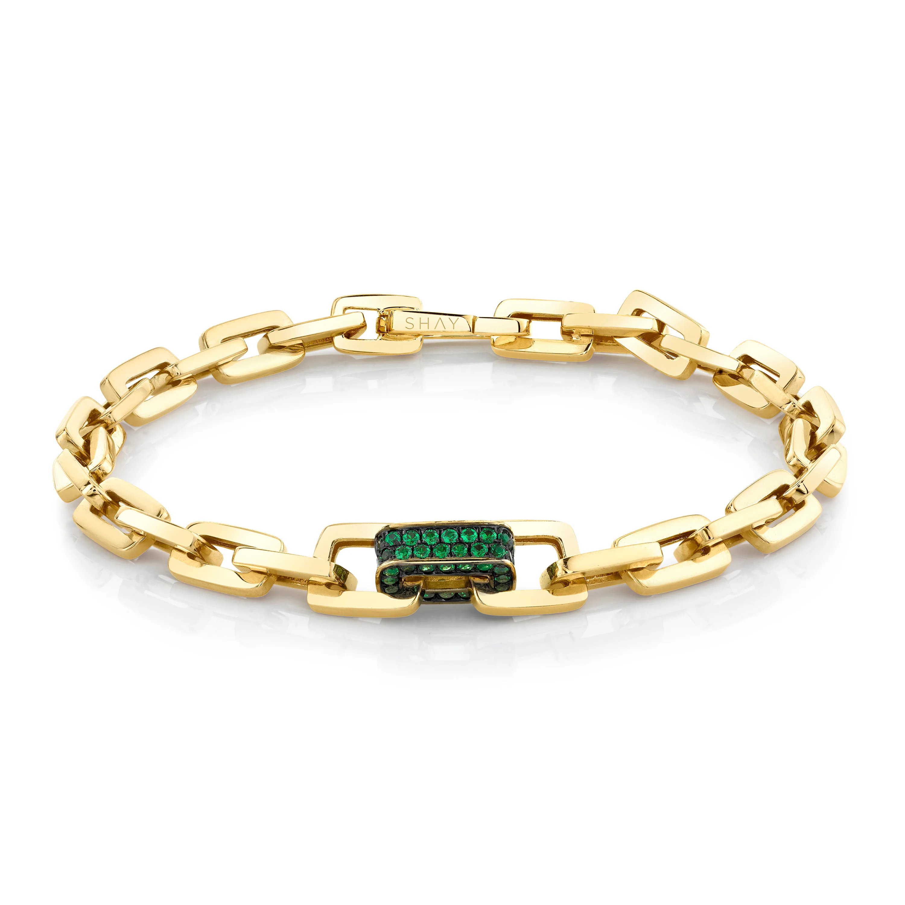 GREEN GARNET SINGLE DECO LINK BRACELET