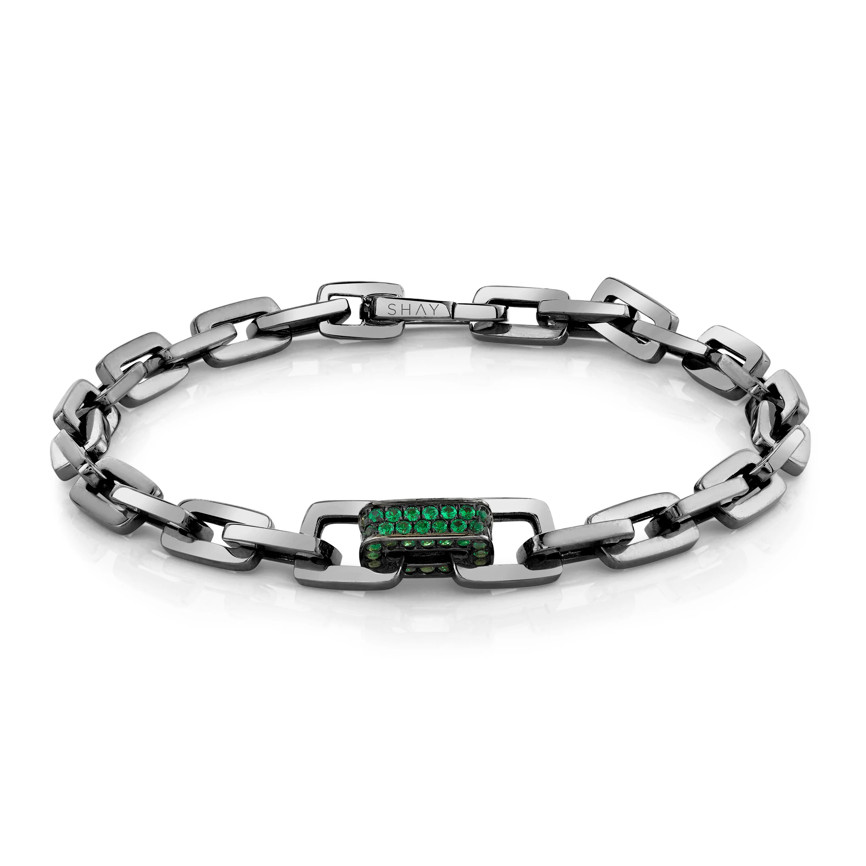 GREEN GARNET SINGLE DECO LINK BRACELET - Image 5