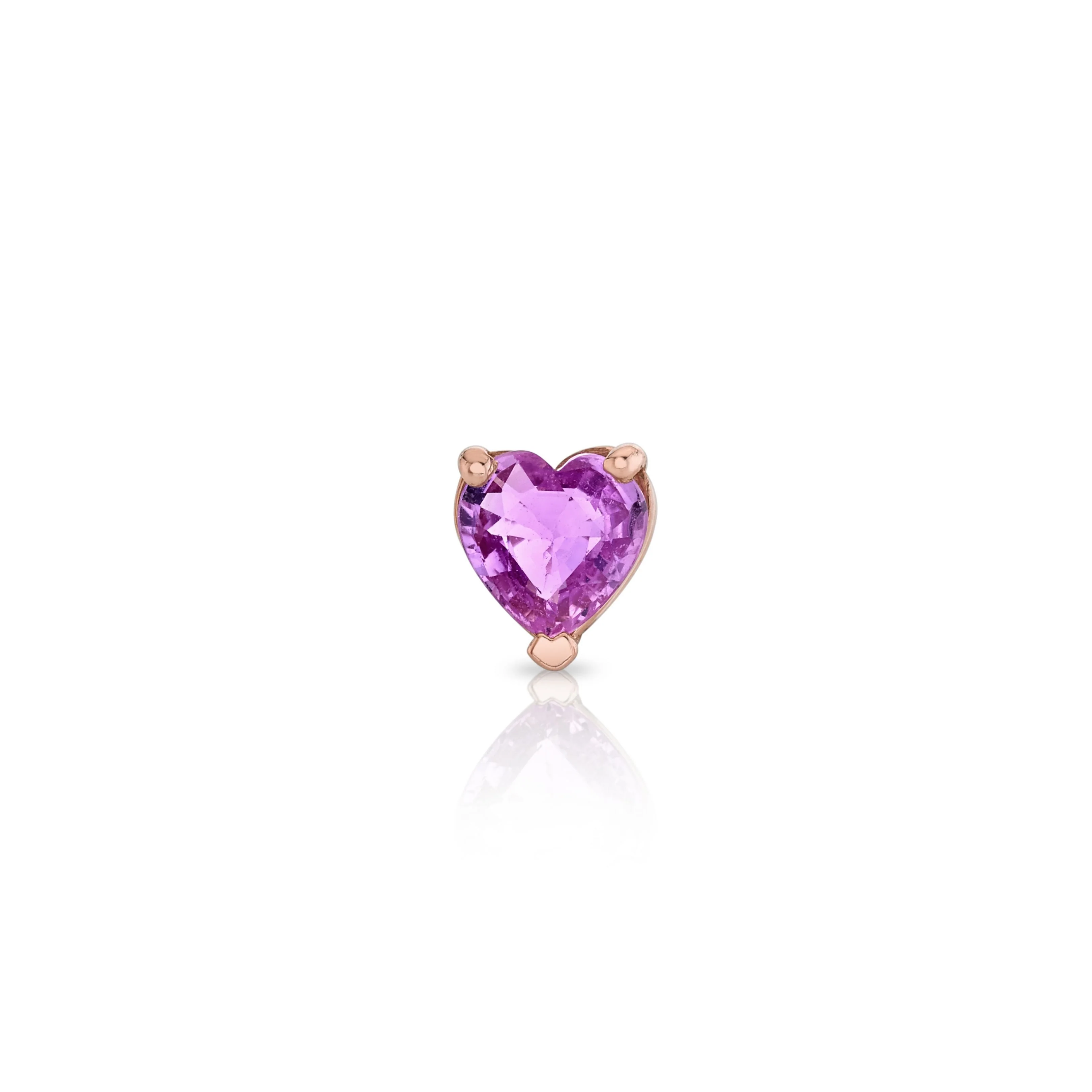 SINGLE PINK SAPPHIRE HEART STUD