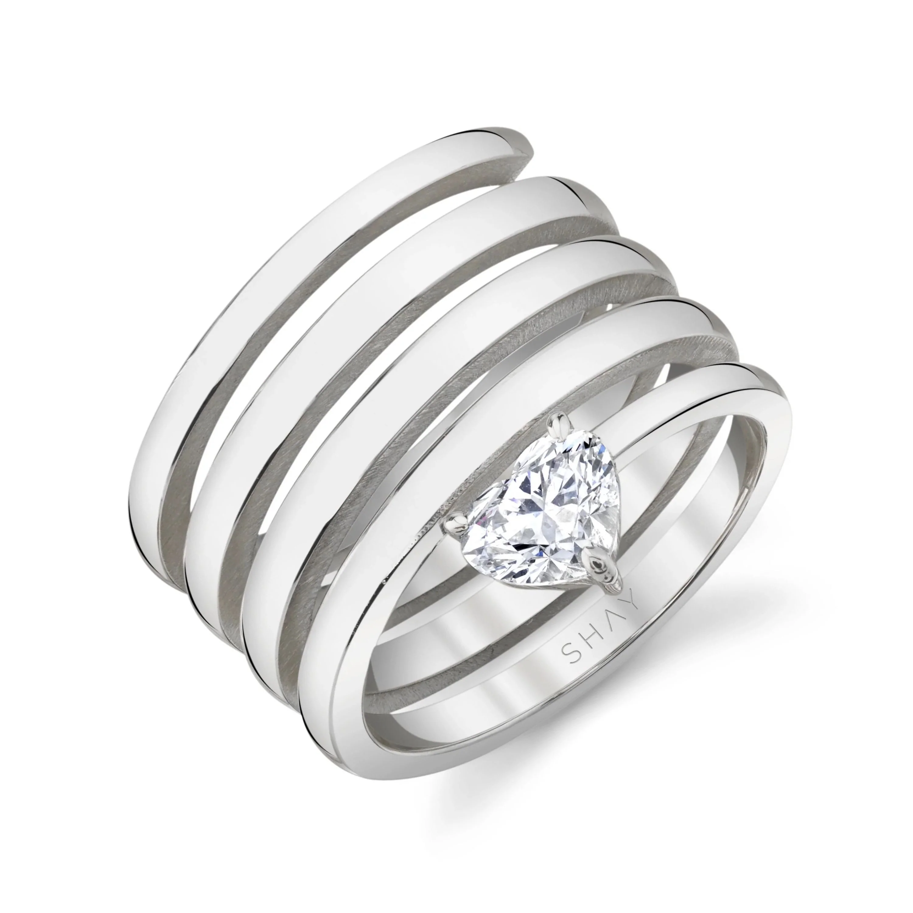 SOLID GOLD DIAMOND HEART SPIRAL RING - Image 4