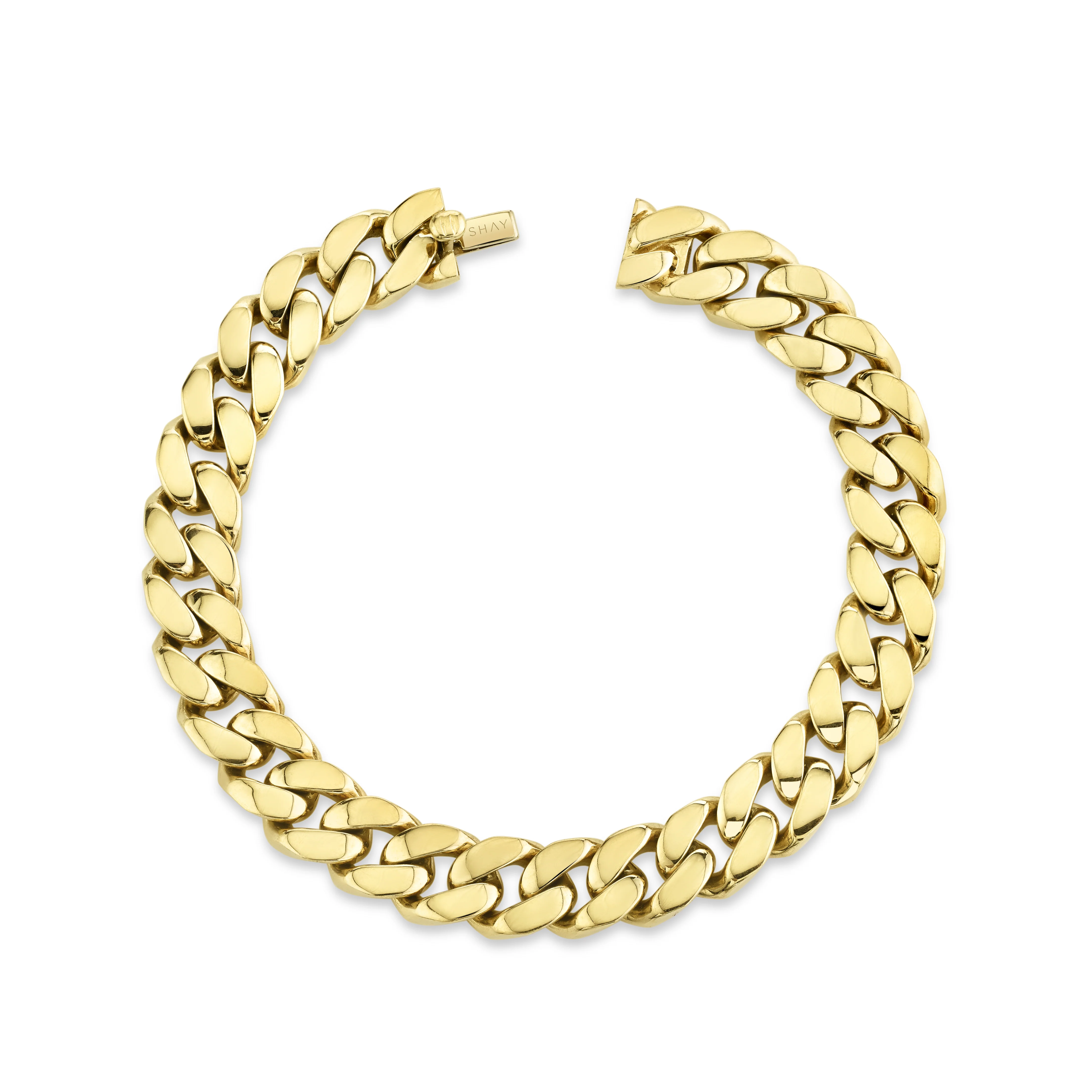 MEN'S SOLID GOLD FLAT LINK BRACELET - Image 3