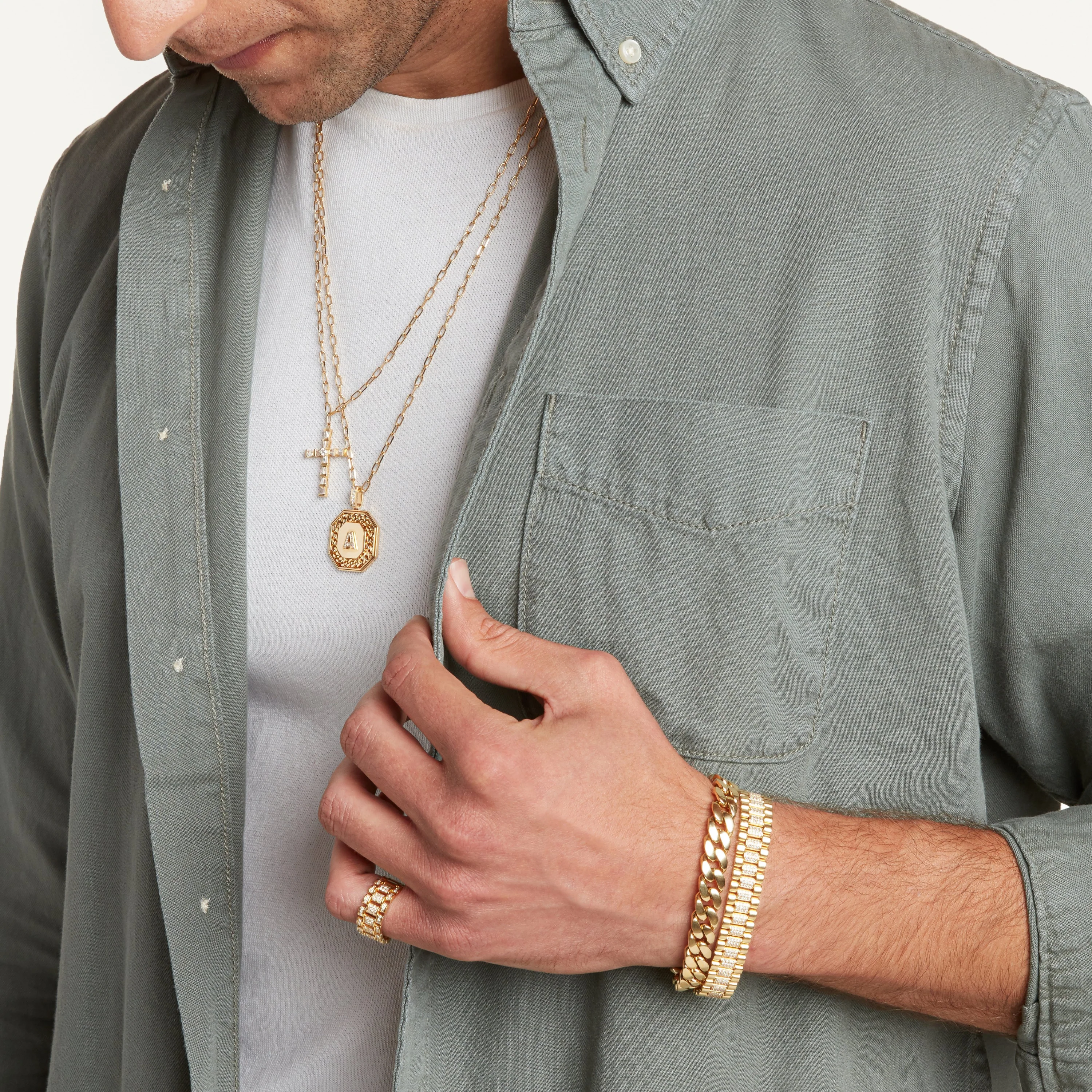MEN'S SOLID GOLD FLAT LINK BRACELET - Image 6