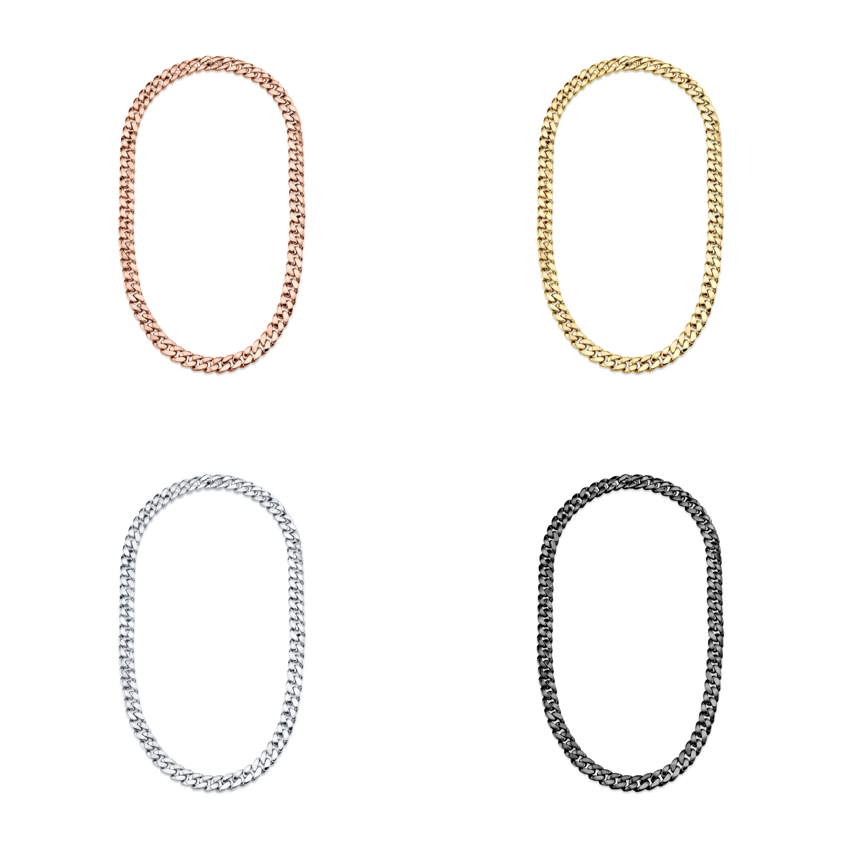 MEN'S SOLID GOLD FLAT LINK NECKLACE - Image 5