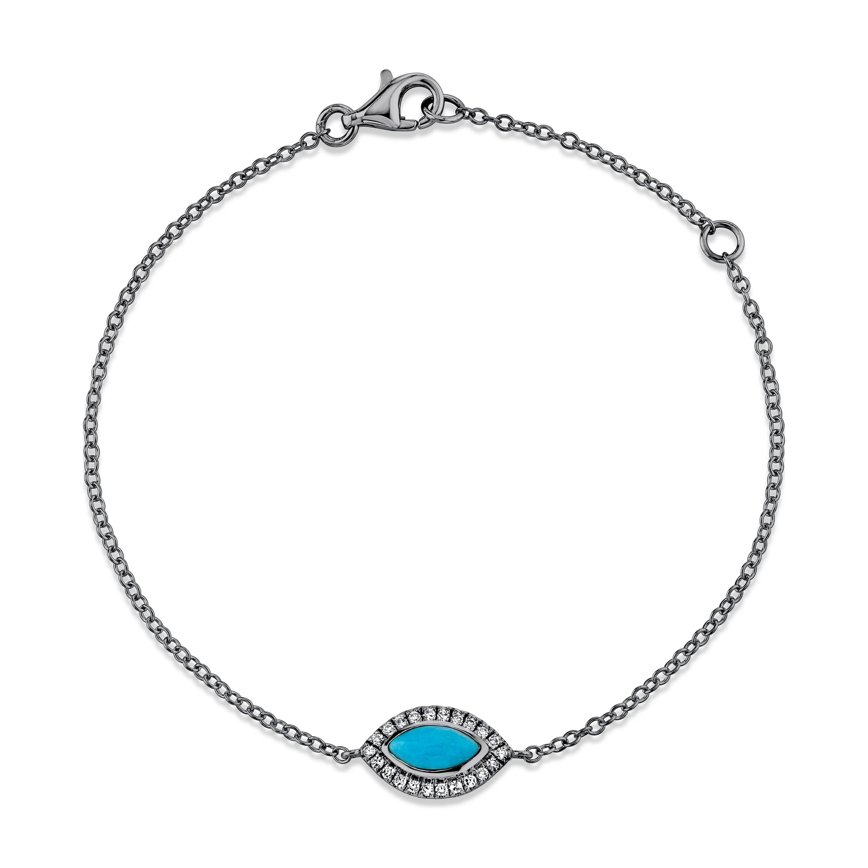 TURQUOISE & DIAMOND MINI EVIL EYE BRACELET - Image 3