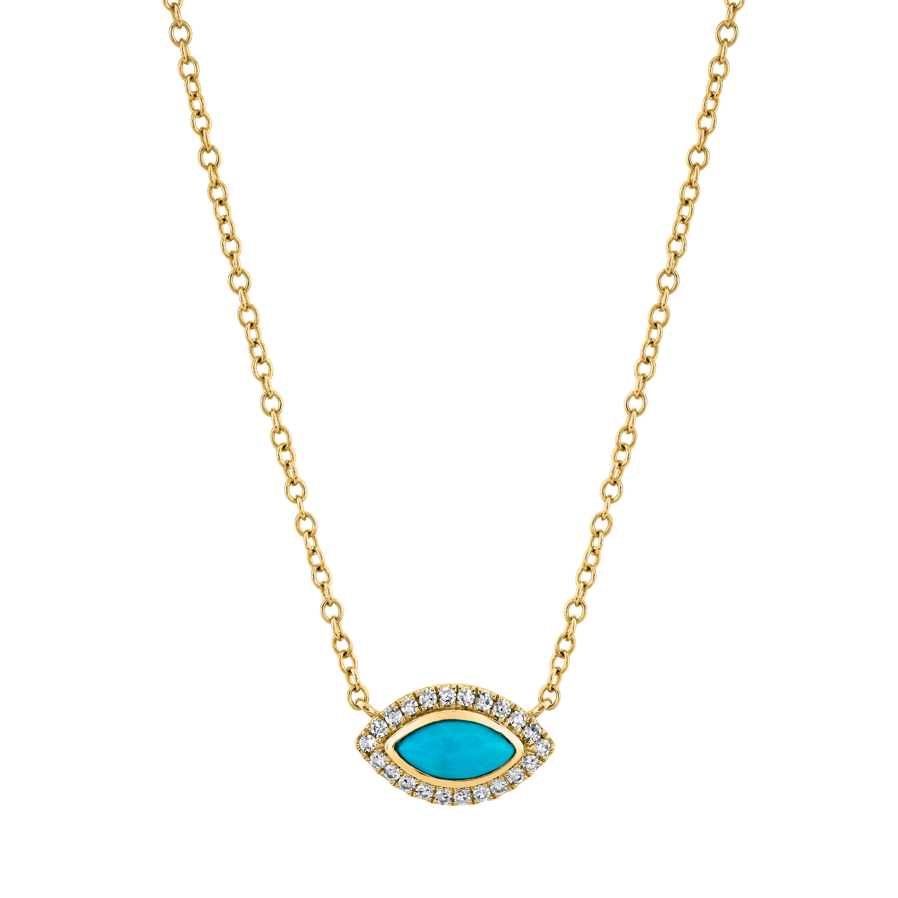 TURQUOISE & DIAMOND MINI EVIL EYE NECKLACE
