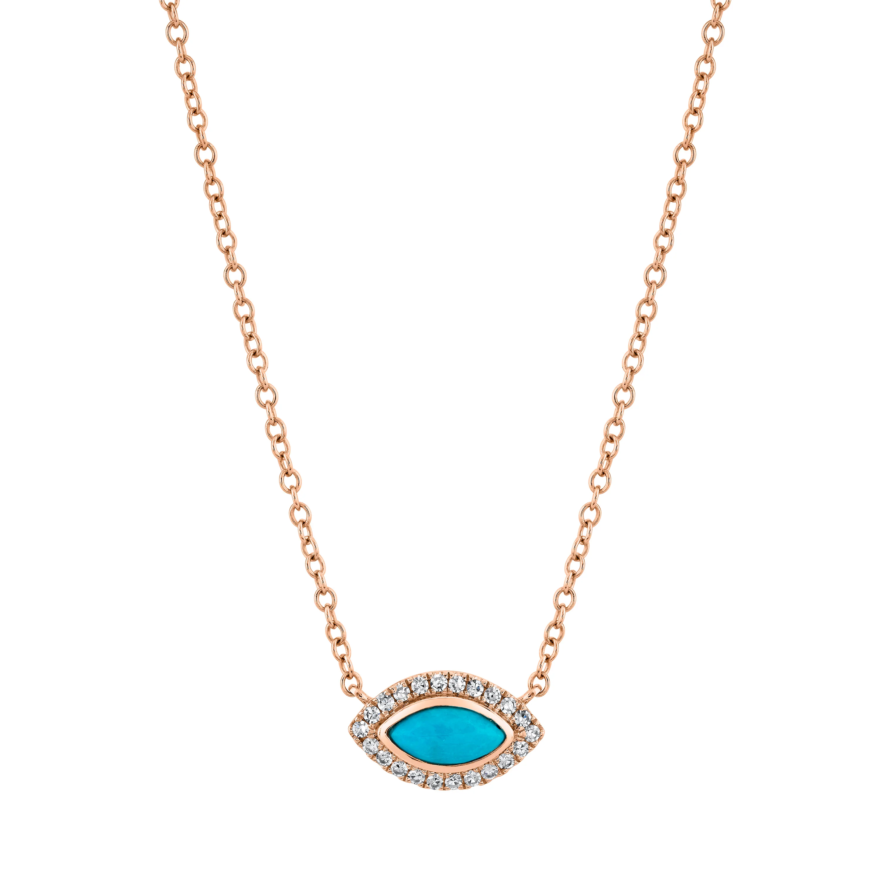 TURQUOISE & DIAMOND MINI EVIL EYE NECKLACE - Image 3