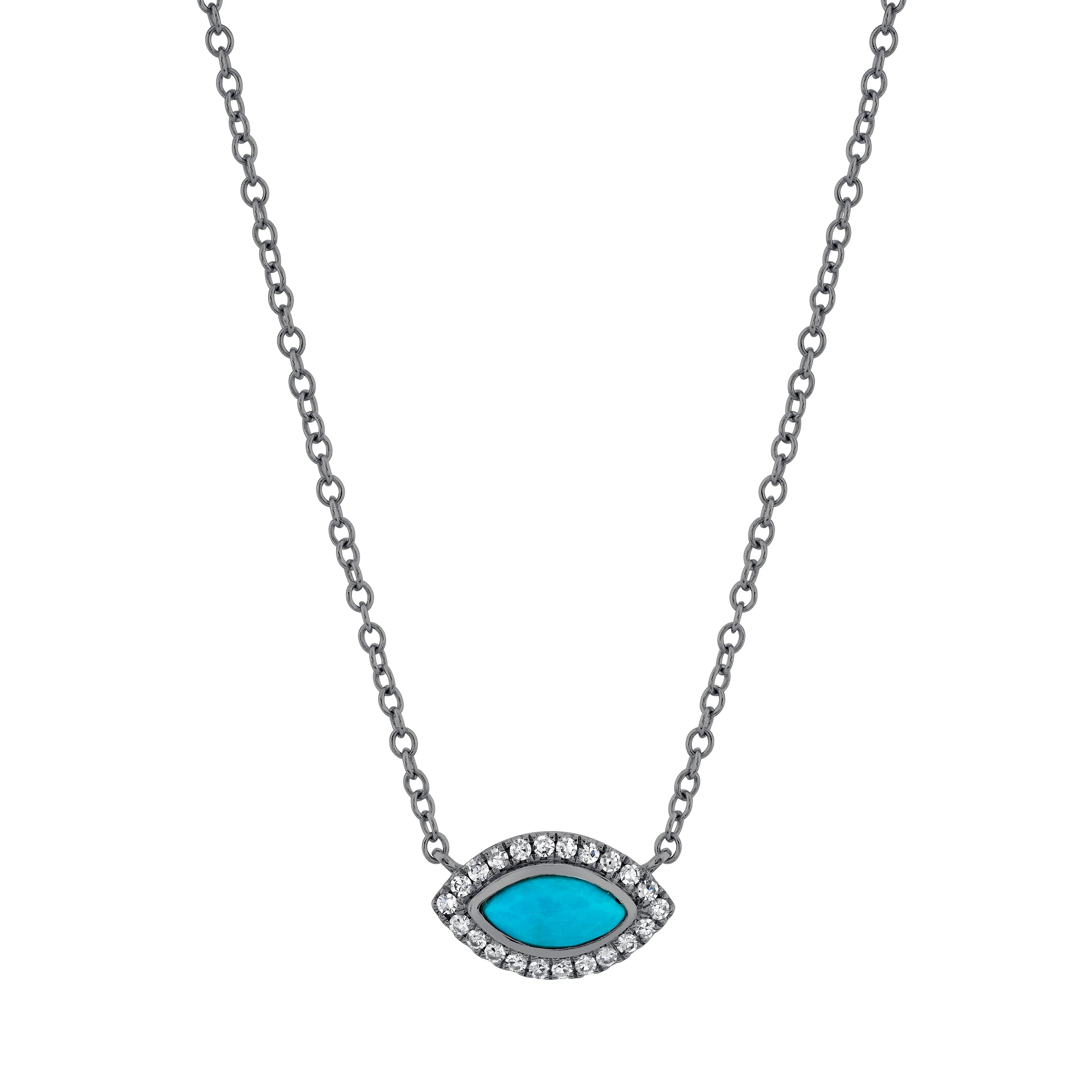 TURQUOISE & DIAMOND MINI EVIL EYE NECKLACE - Image 4