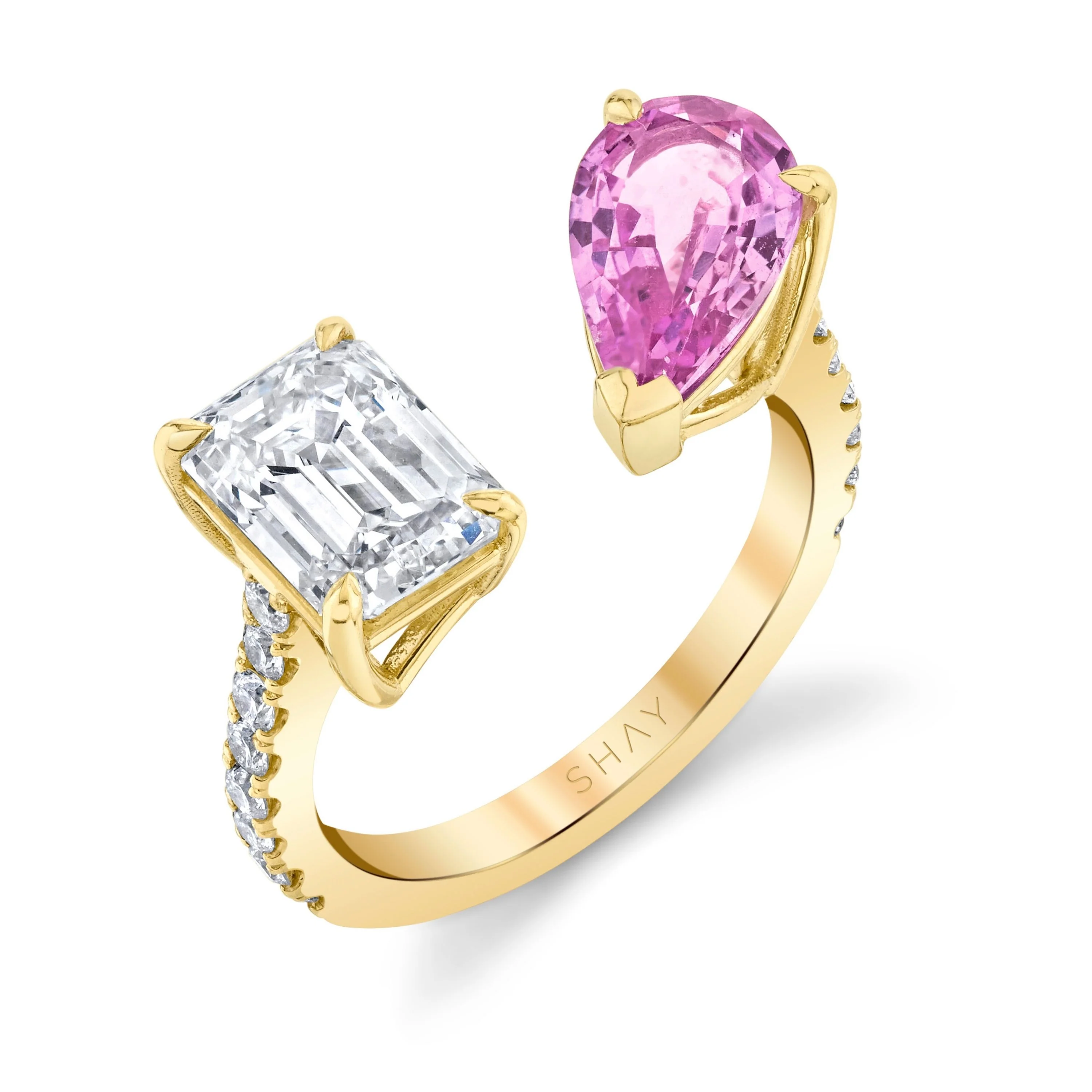 PINK SAPPHIRE & DIAMOND TWIN RING - Image 3