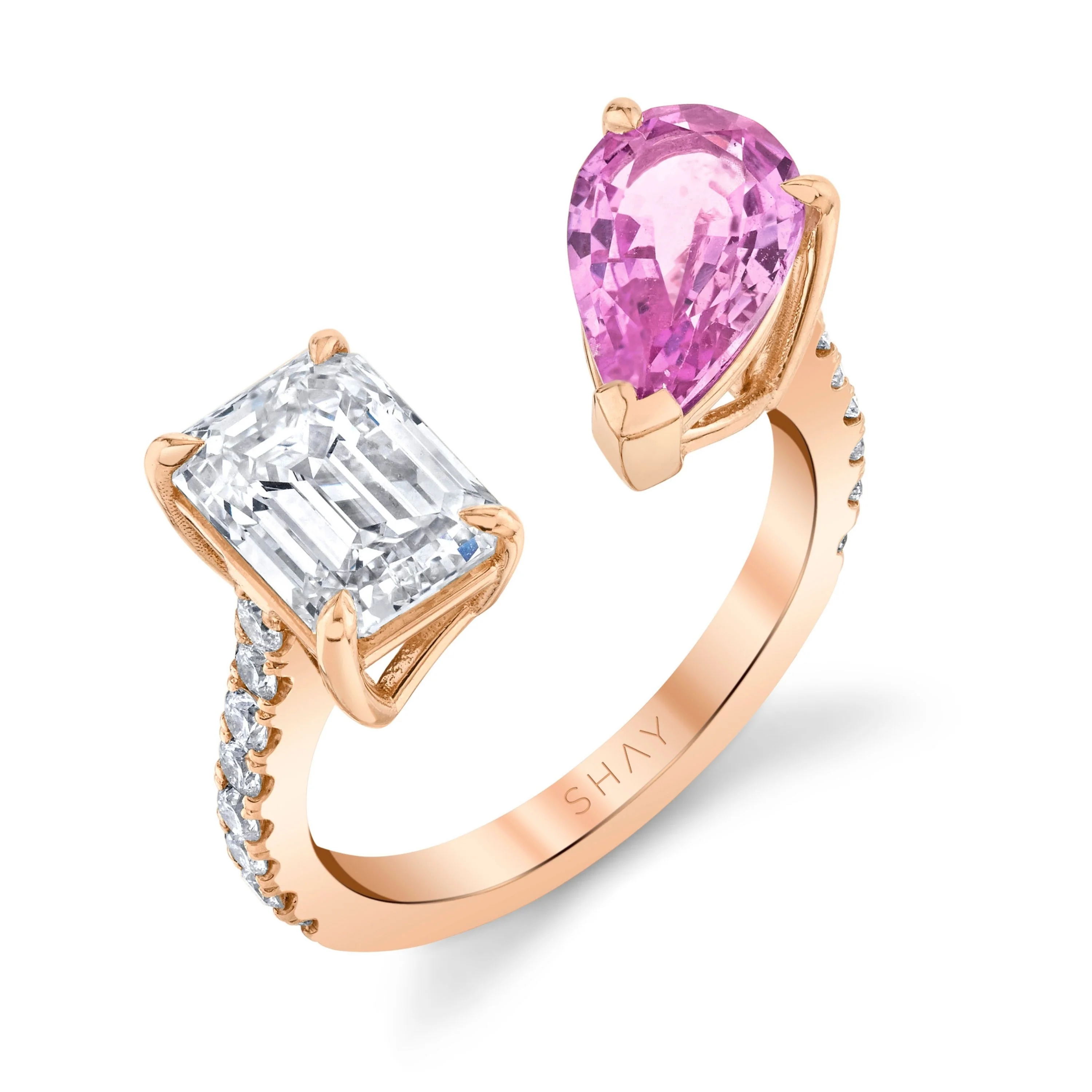 PINK SAPPHIRE & DIAMOND TWIN RING - Image 4