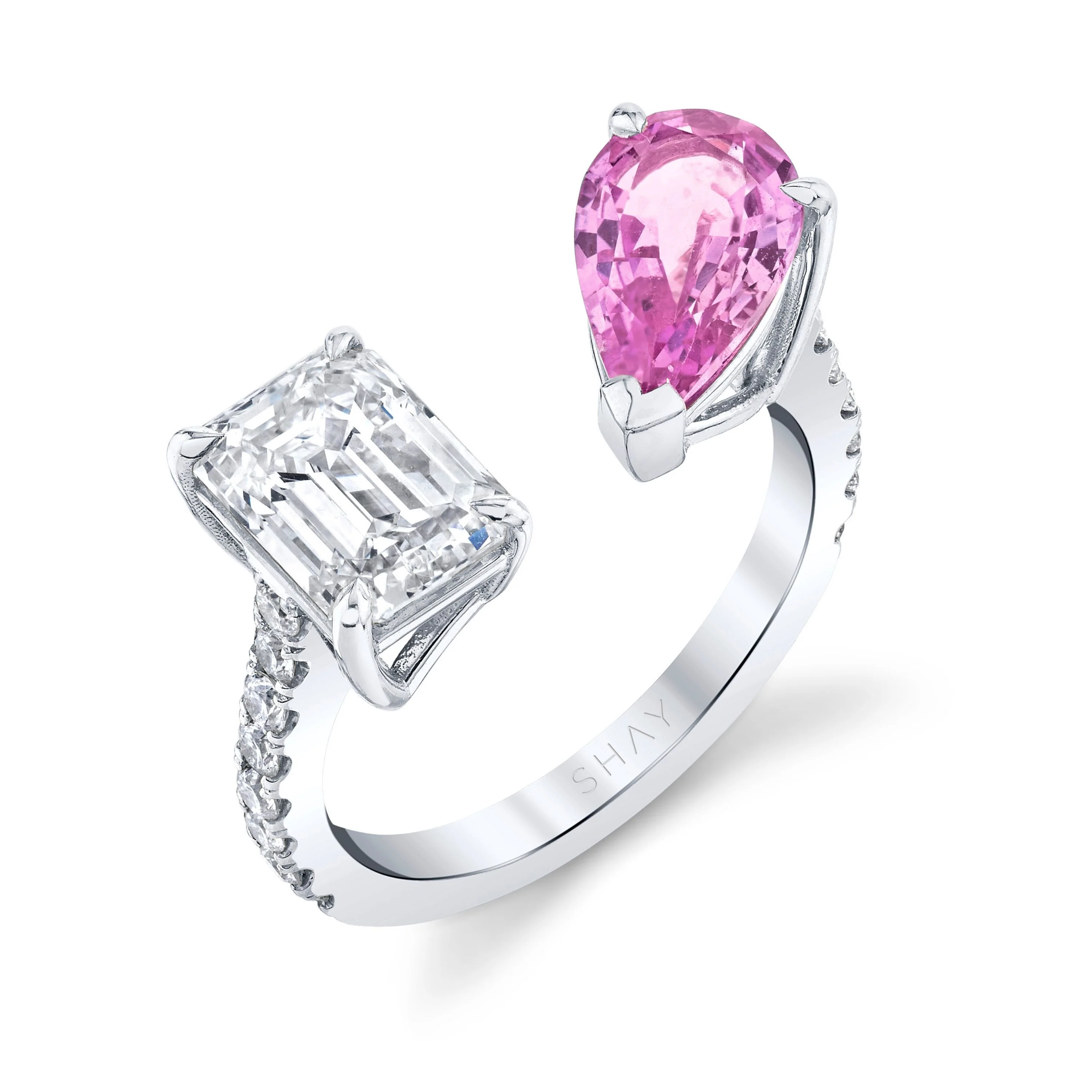 PINK SAPPHIRE & DIAMOND TWIN RING - Image 5