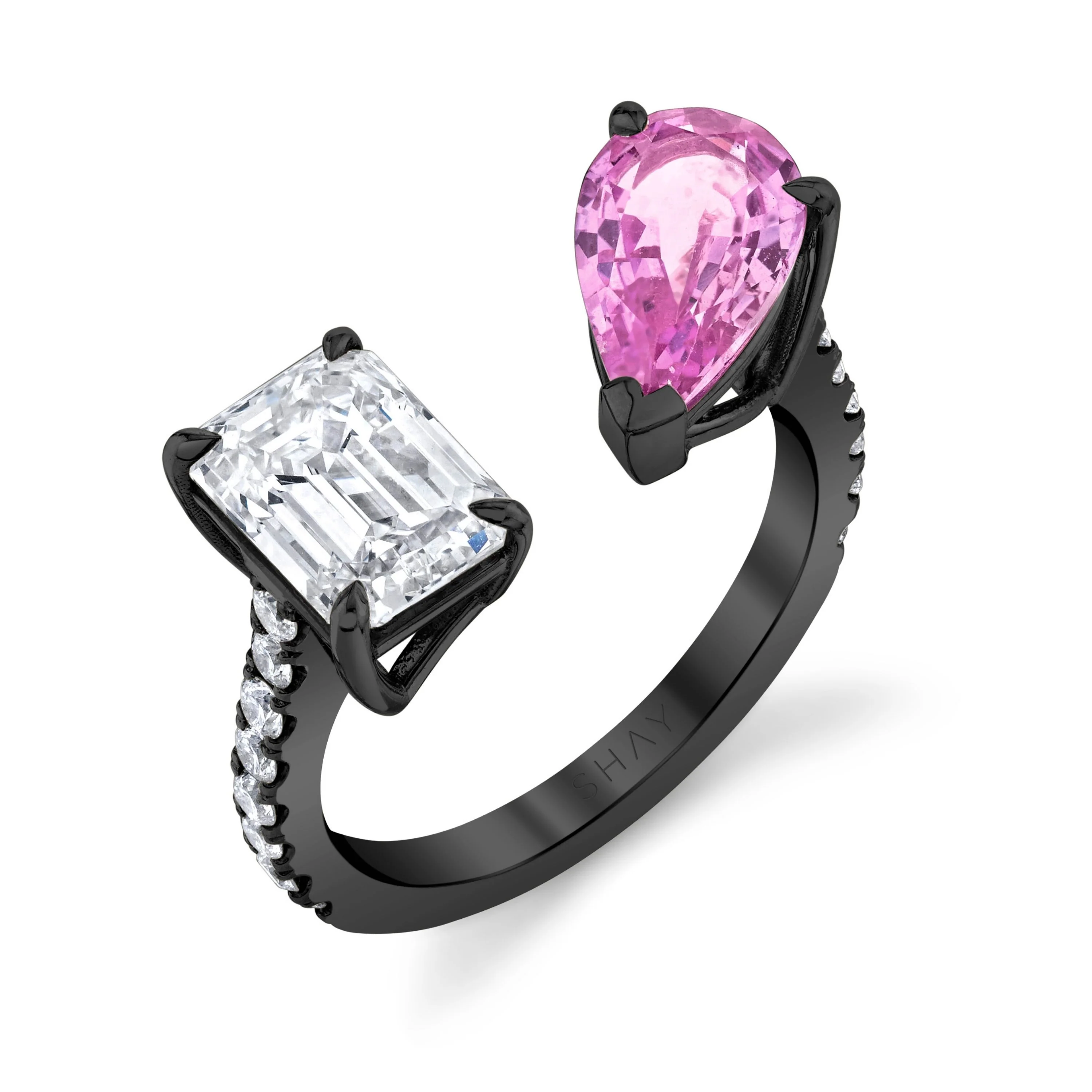 PINK SAPPHIRE & DIAMOND TWIN RING - Image 6