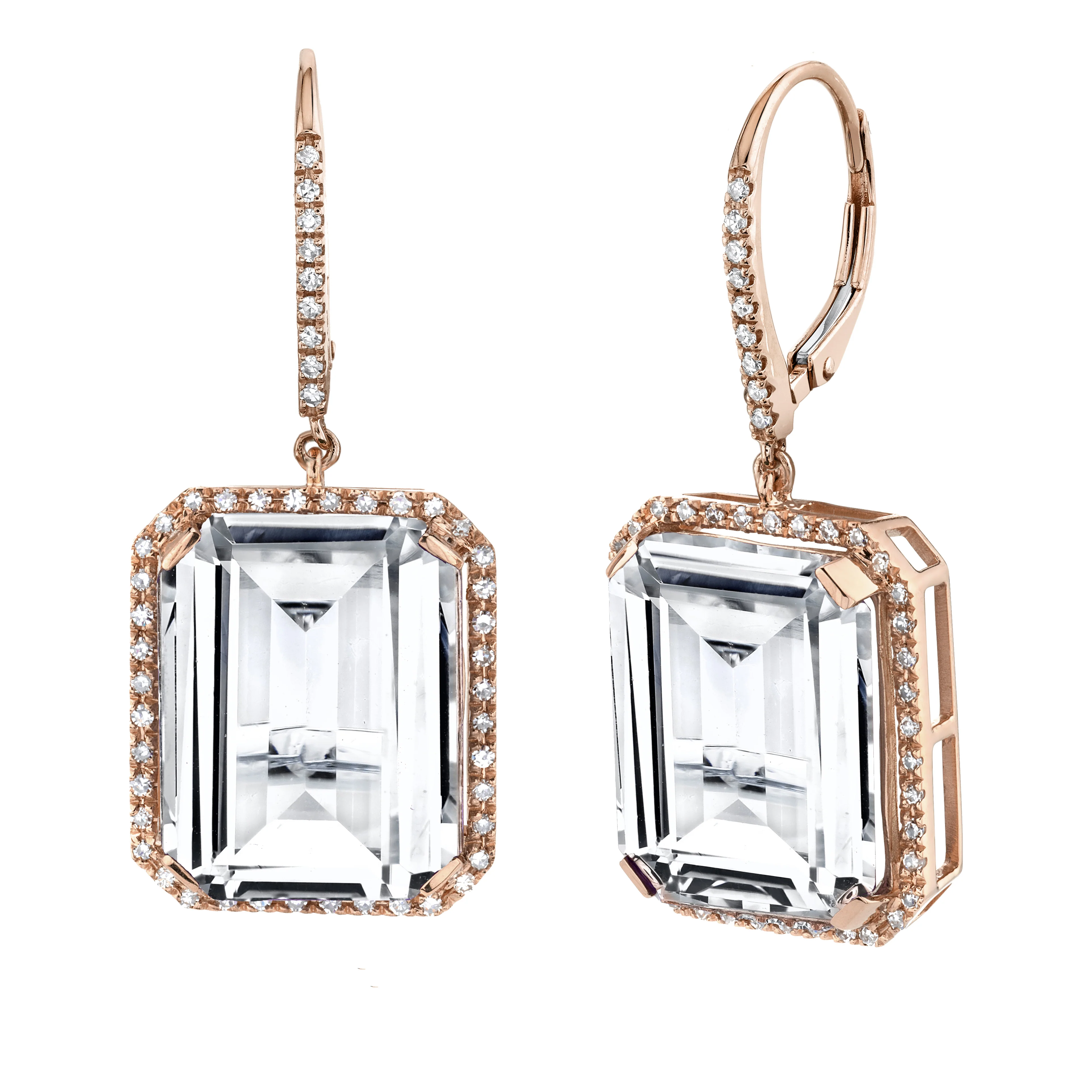 WHITE TOPAZ & DIAMOND PORTRAIT EARRINGS - Image 3