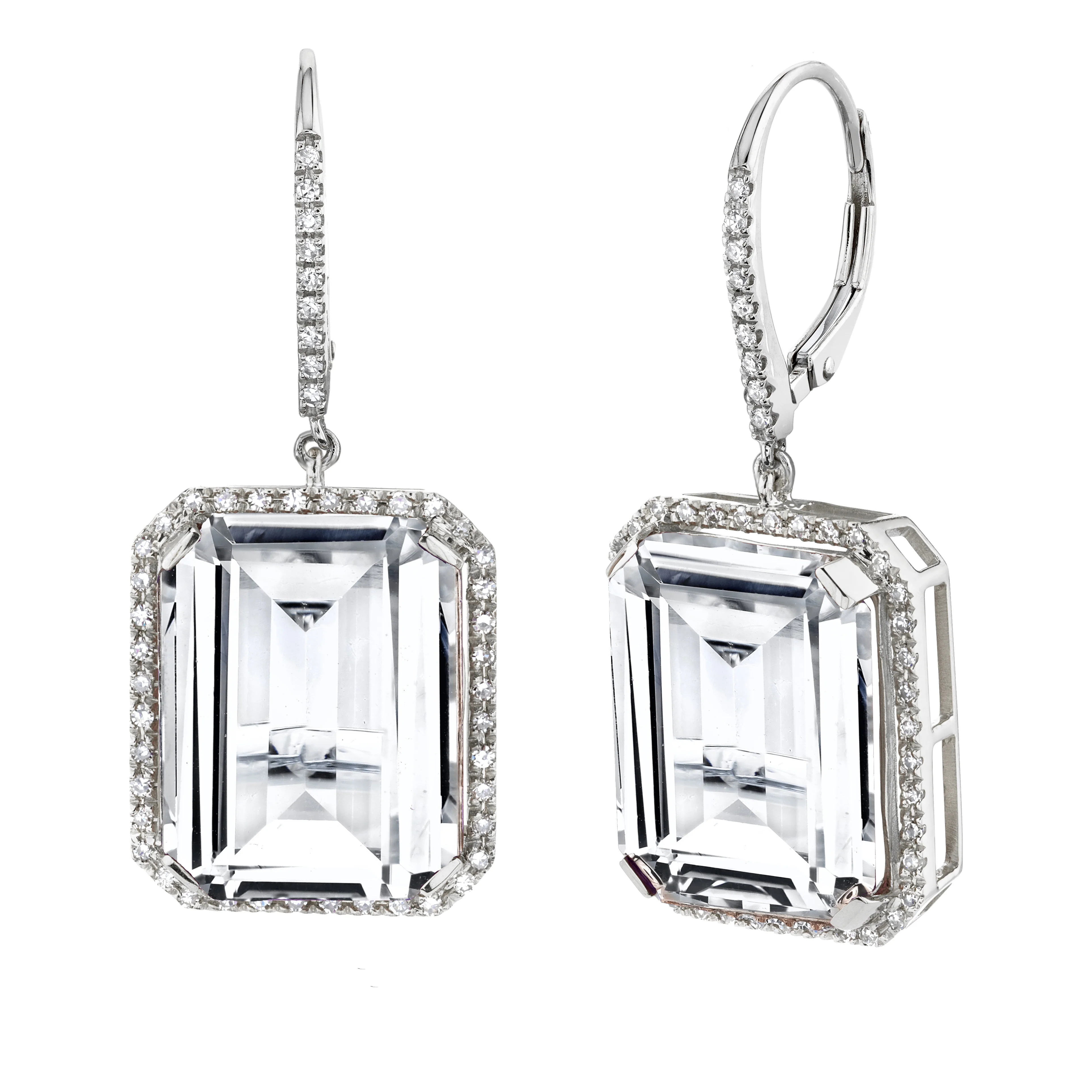 WHITE TOPAZ & DIAMOND PORTRAIT EARRINGS - Image 4