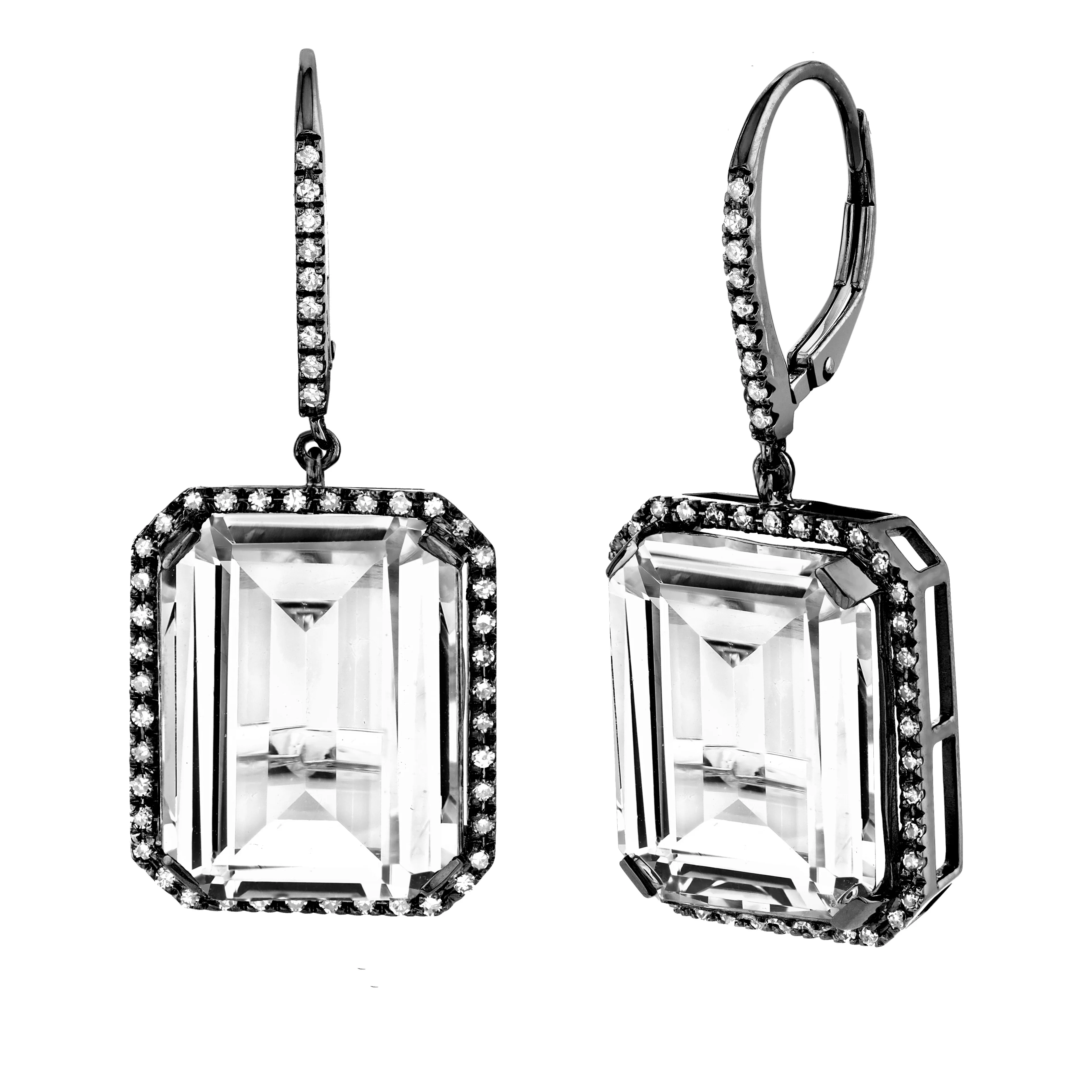 WHITE TOPAZ & DIAMOND PORTRAIT EARRINGS - Image 5