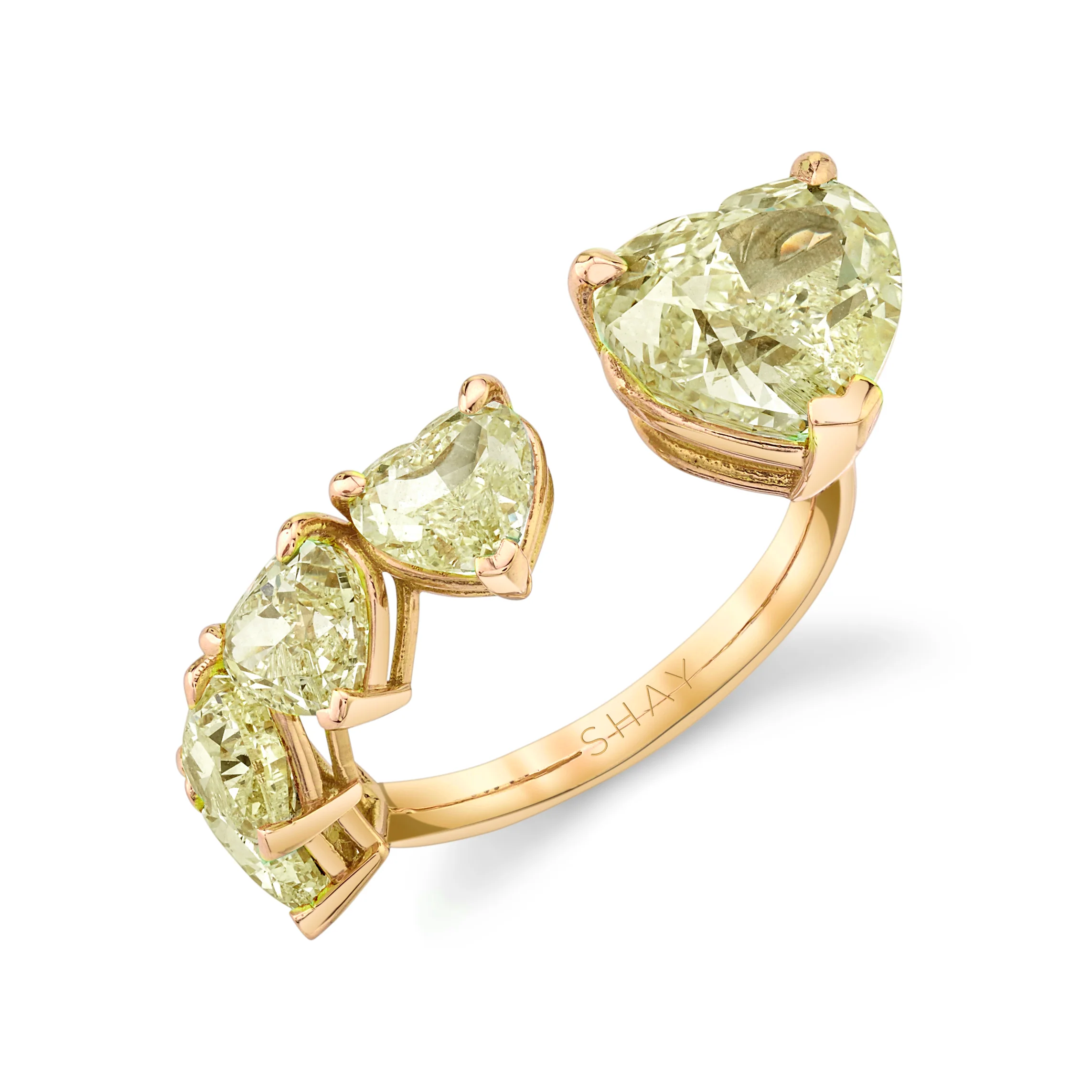 YELLOW DIAMOND FLOATING HEART RING - Image 5