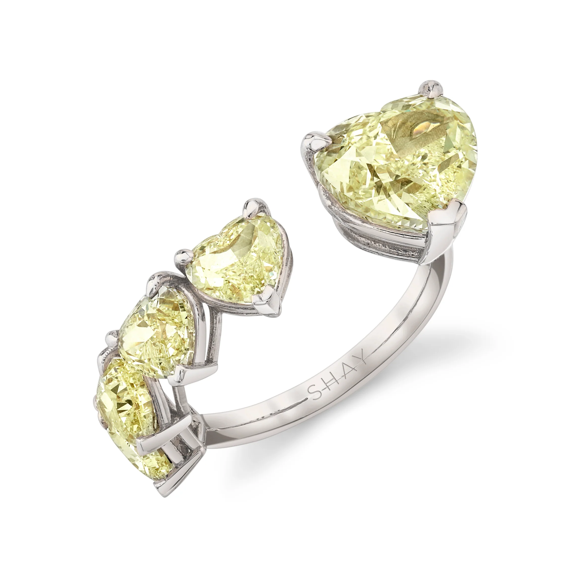 YELLOW DIAMOND FLOATING HEART RING - Image 7