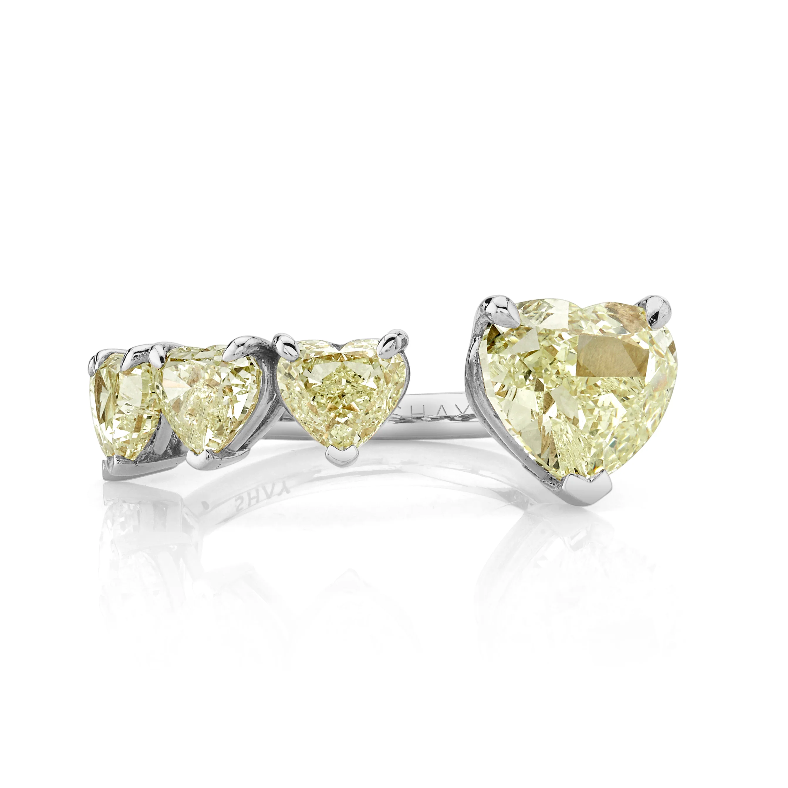YELLOW DIAMOND FLOATING HEART RING - Image 8