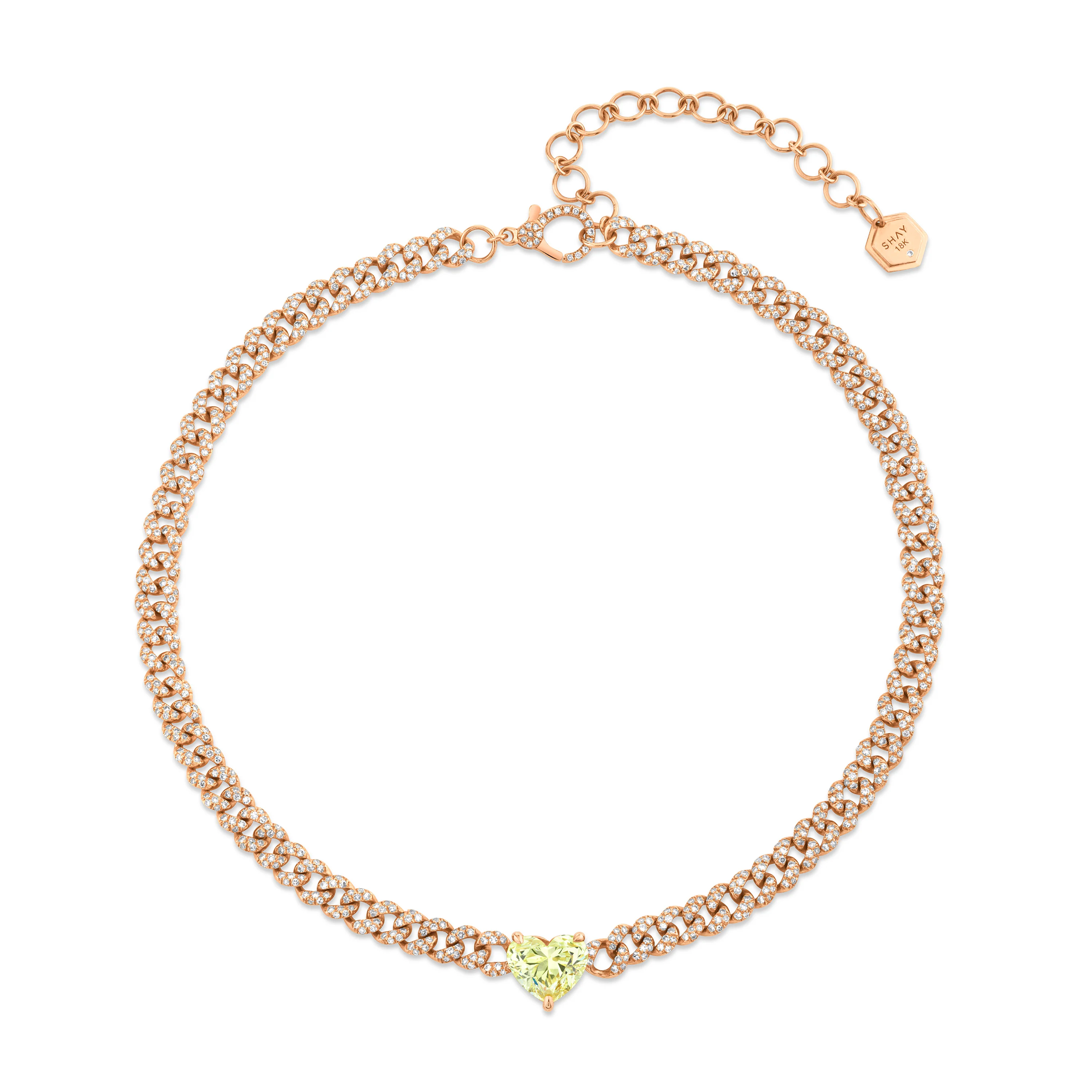 YELLOW DIAMOND HEART MINI LINK NECKLACE - Image 4