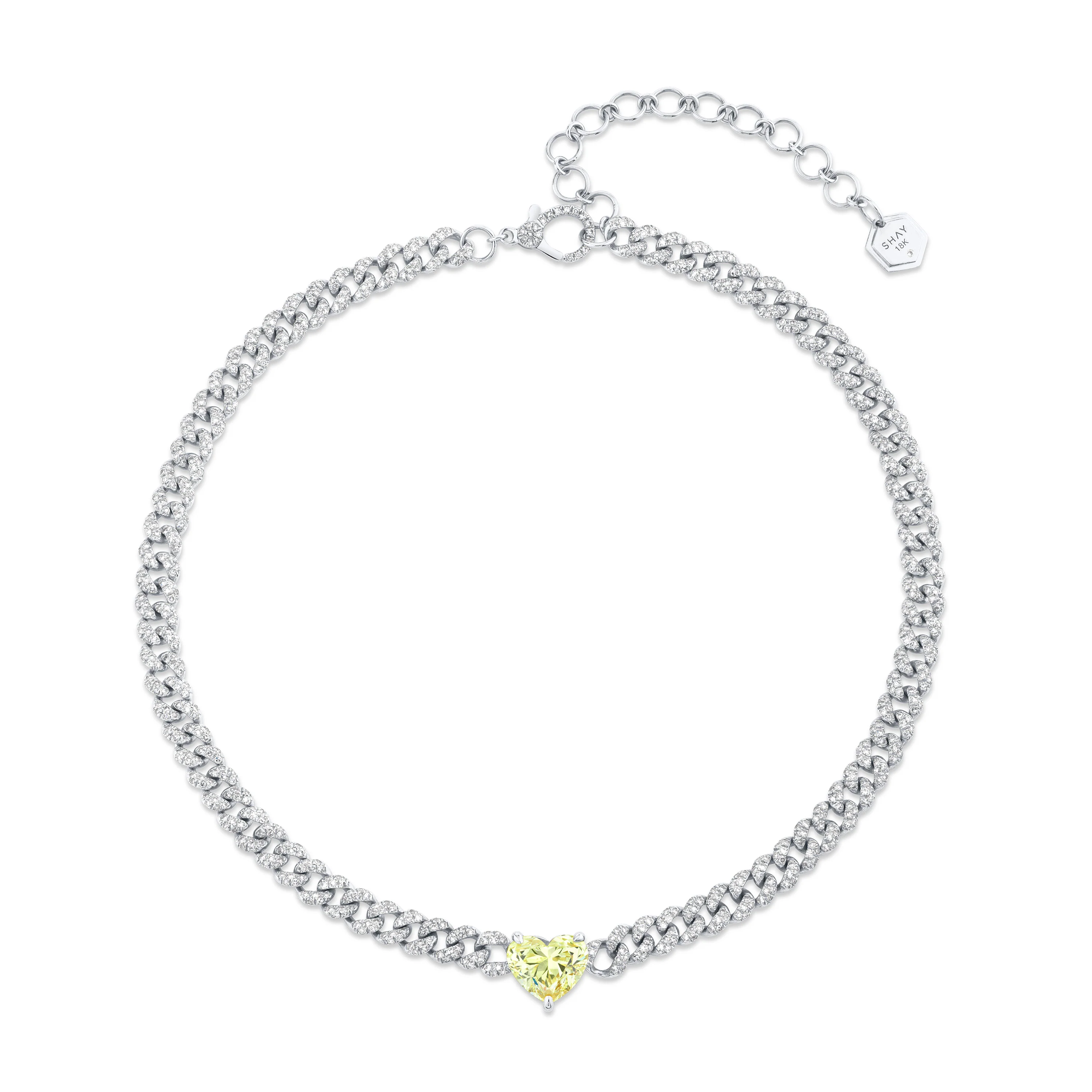 YELLOW DIAMOND HEART MINI LINK NECKLACE - Image 5