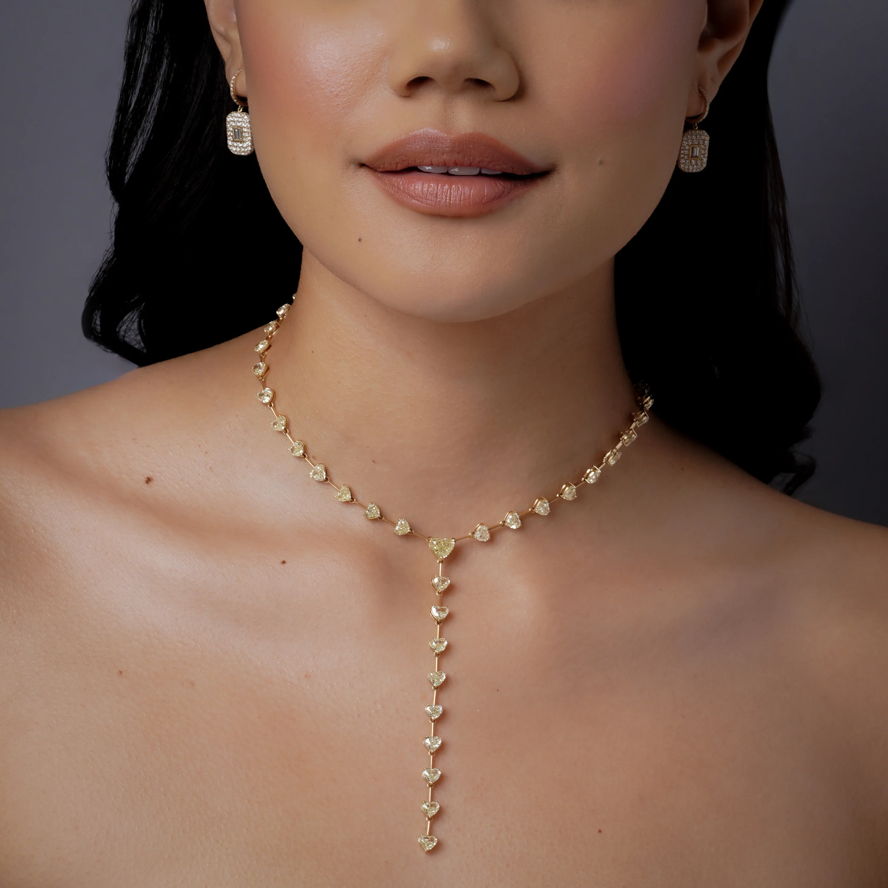 YELLOW DIAMOND HEART STATION Y NECKLACE