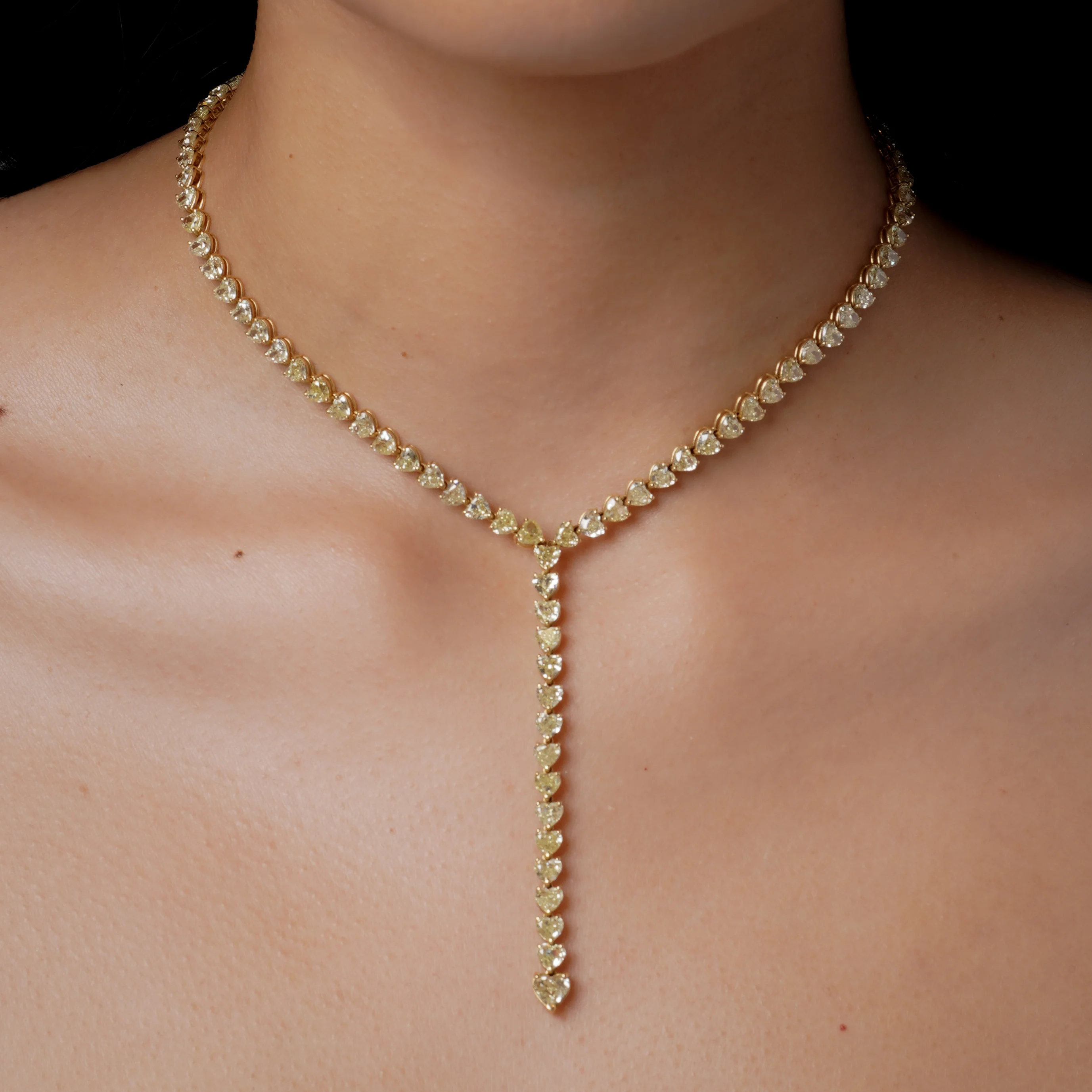 YELLOW DIAMOND HEART Y NECKLACE - Image 2