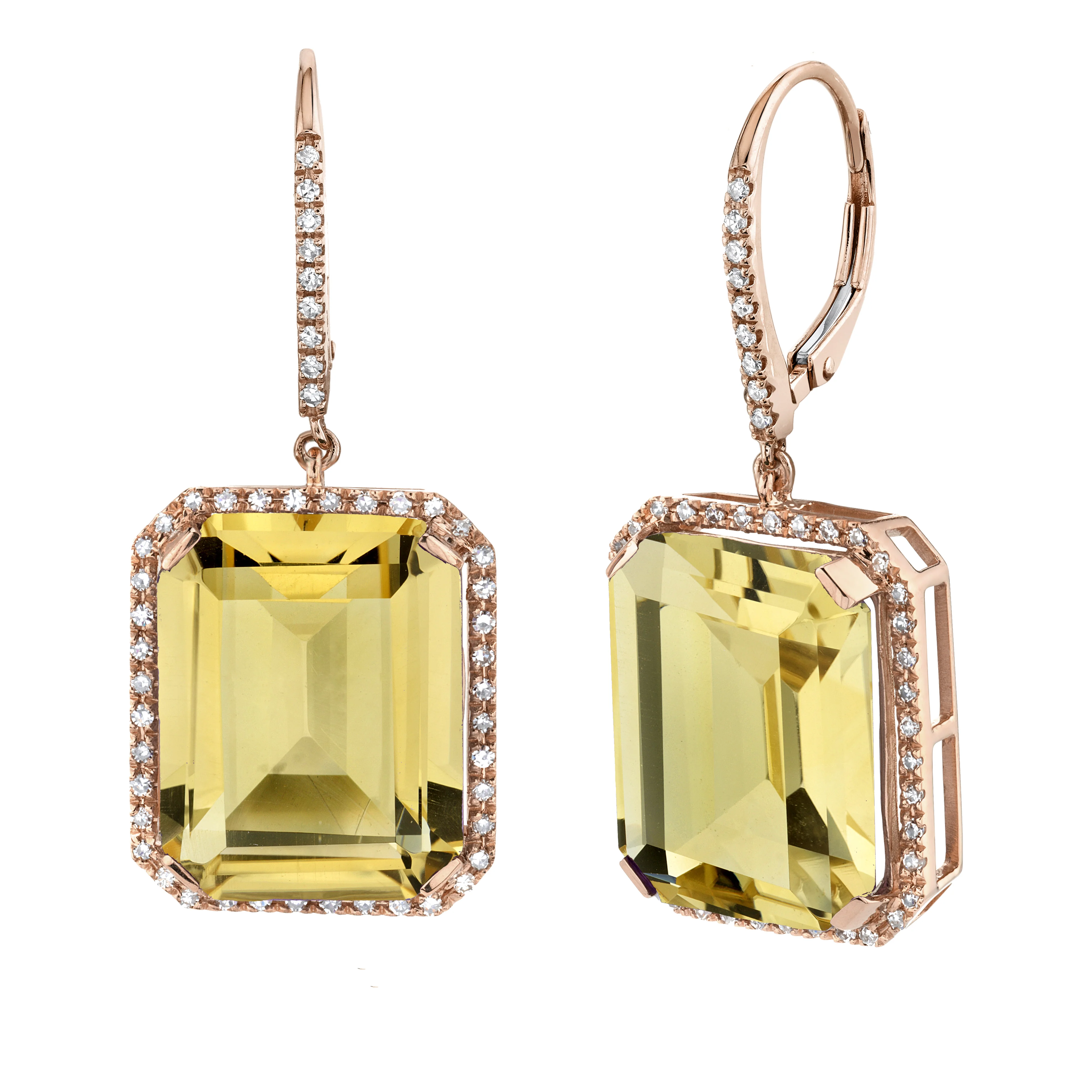 YELLOW TOPAZ & DIAMOND PORTRAIT EARRINGS - Image 3