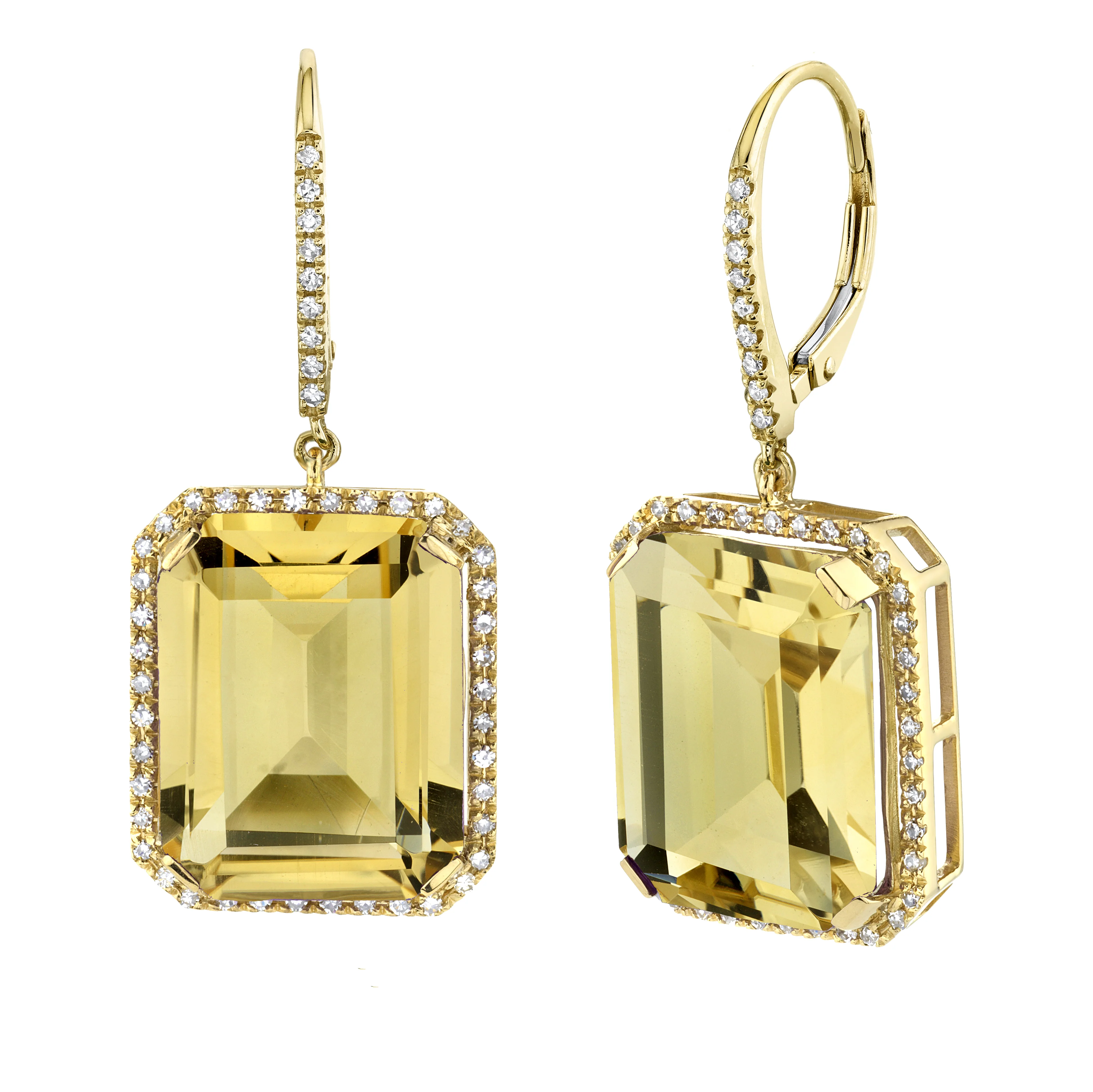 YELLOW TOPAZ & DIAMOND PORTRAIT EARRINGS - Image 4