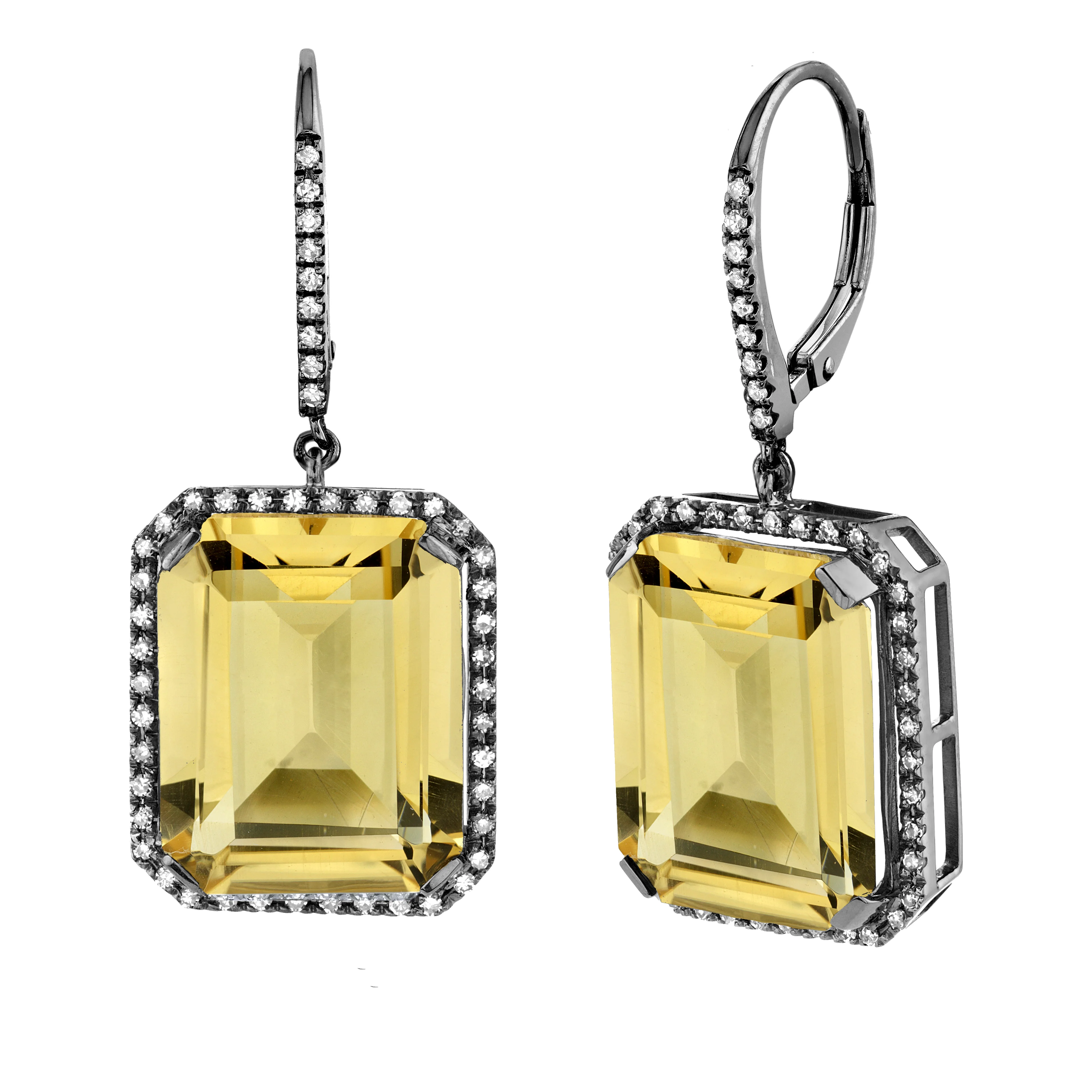 YELLOW TOPAZ & DIAMOND PORTRAIT EARRINGS - Image 5