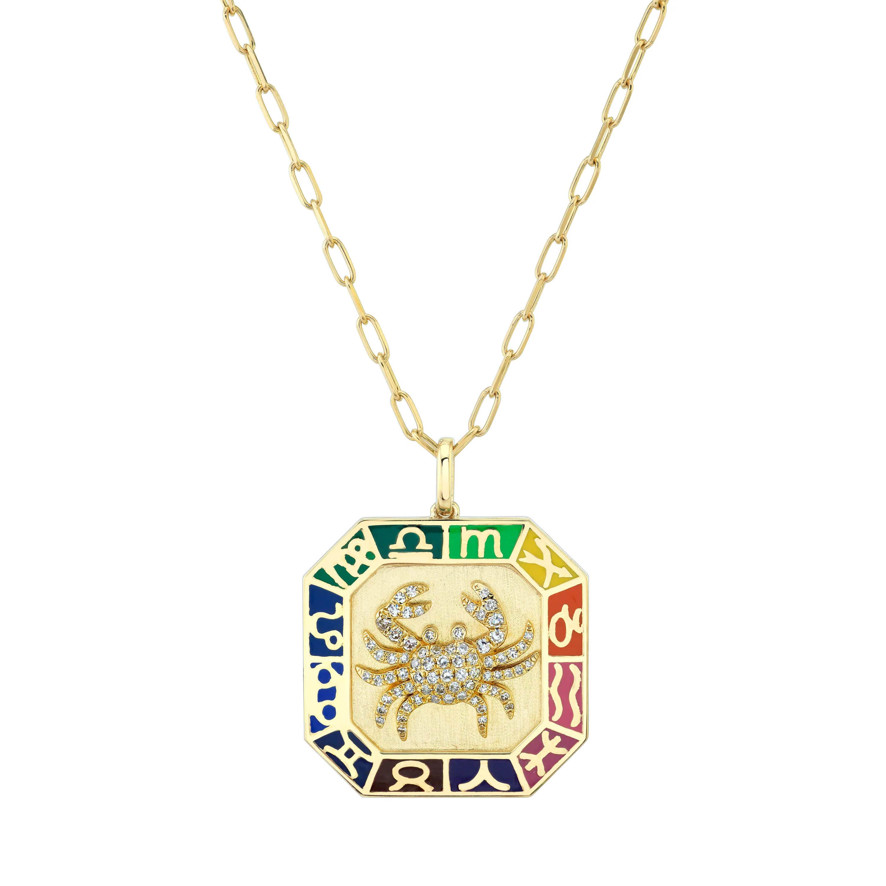 ZODIAC OCTAGON DISK PENDANT